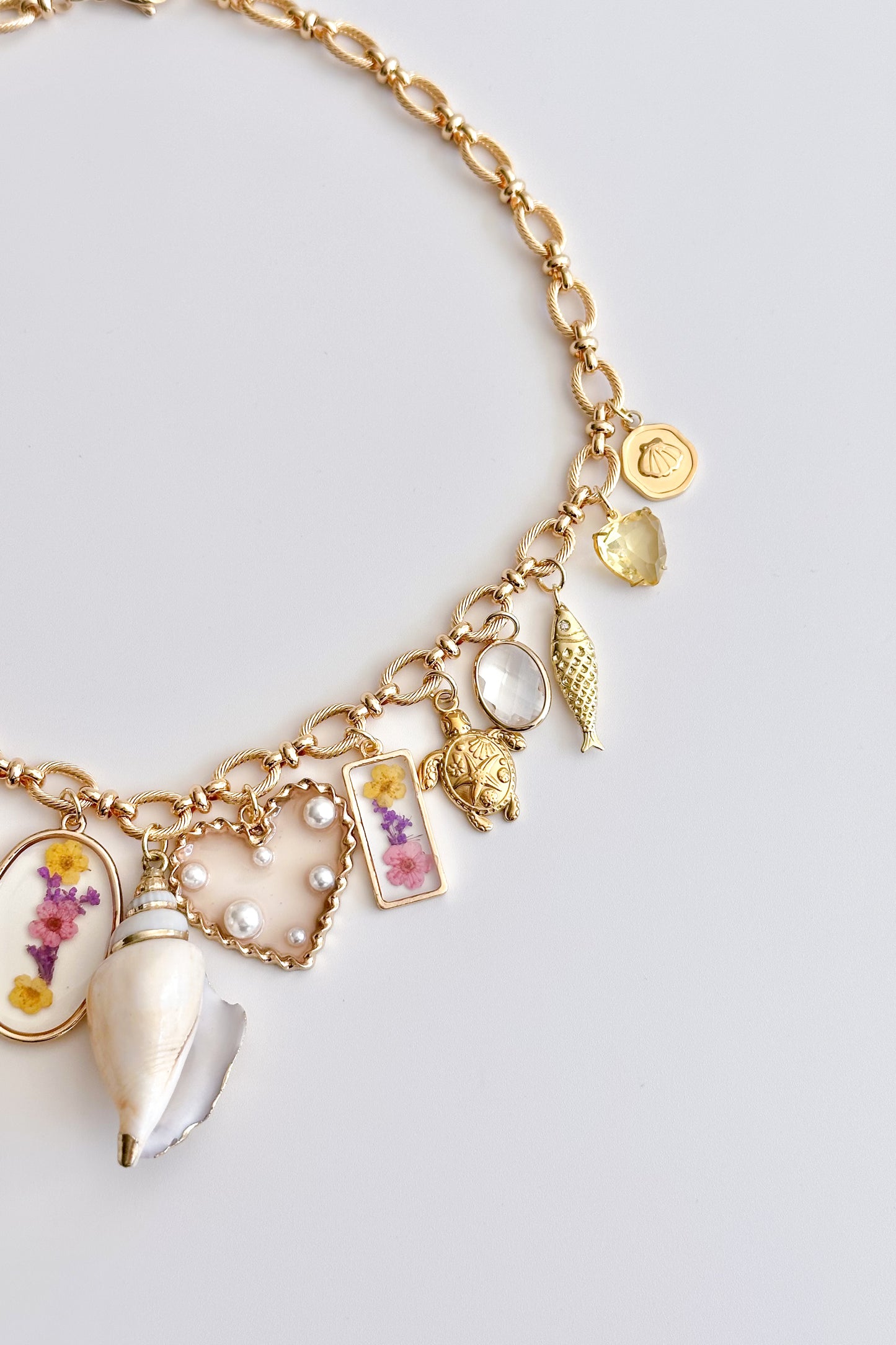 Island Girl Gold Plated Statement Vintage Charm Necklace