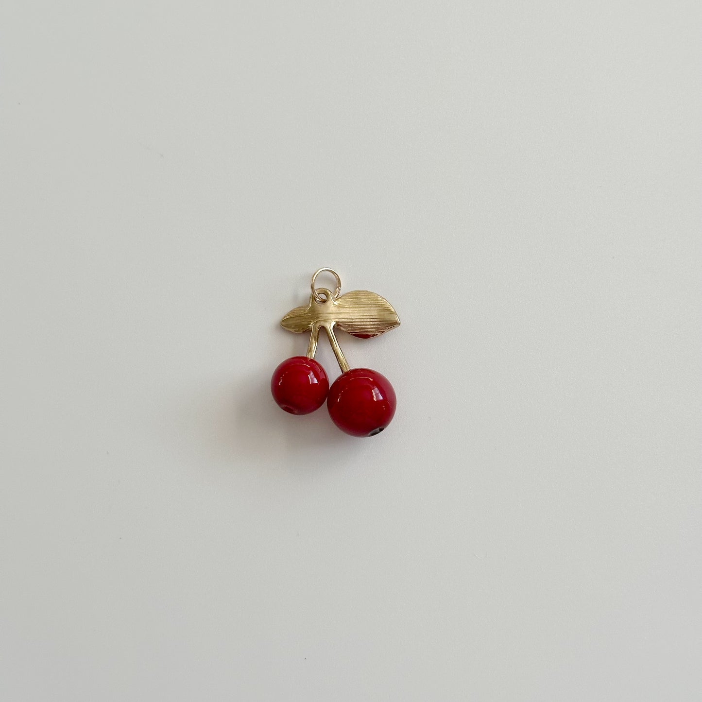 Cherry Gold Stem Pendant Zinc Alloy Charm 25x28mm