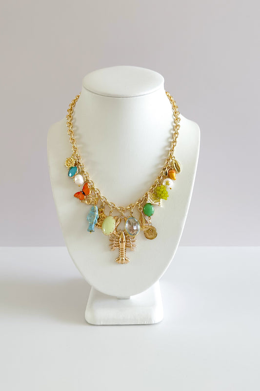 Cape Cod Gold Plated Statement Vintage Charm Necklace