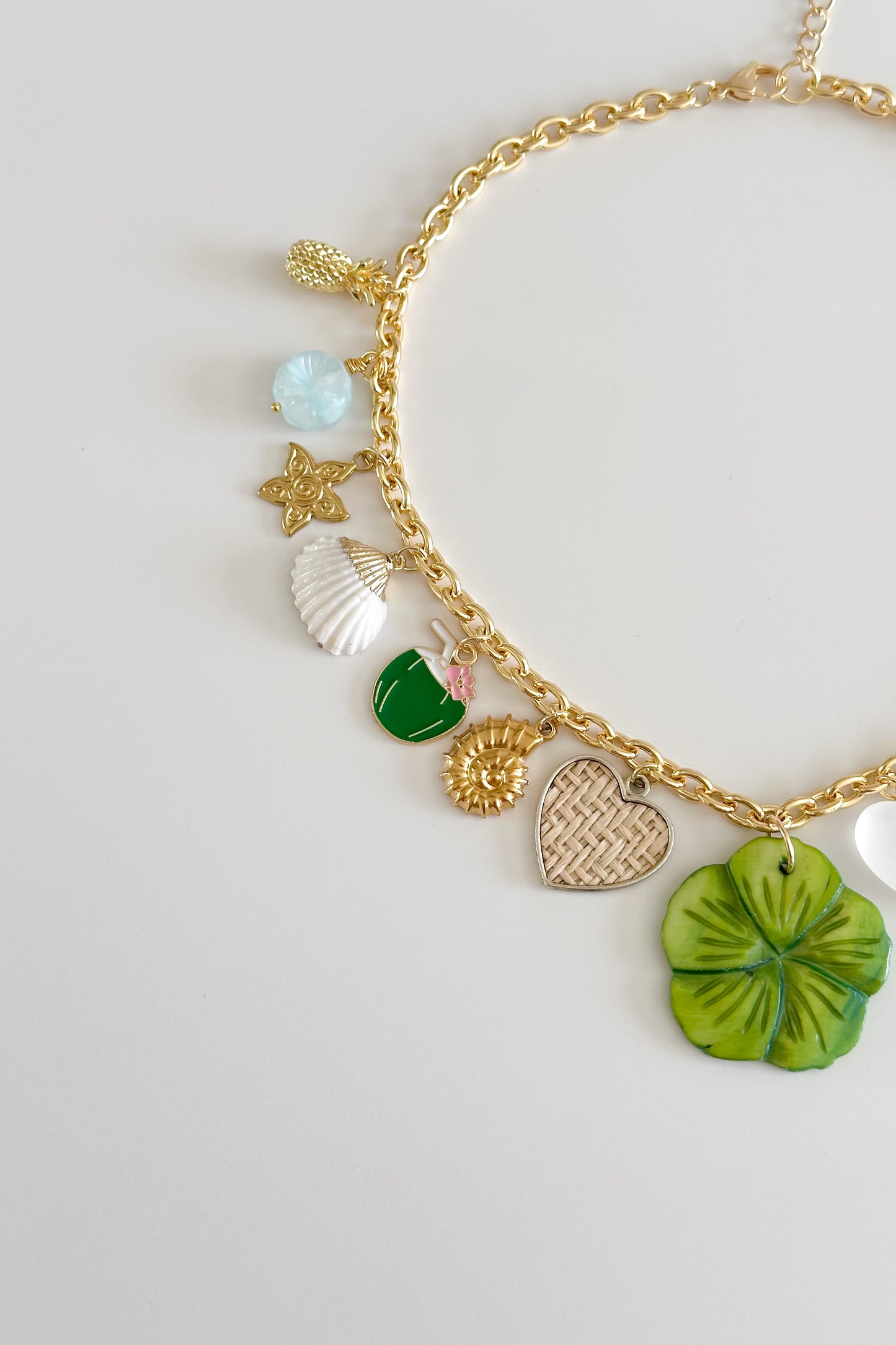 Coconut Beach Gold Plated Statement Vintage Charm Necklace
