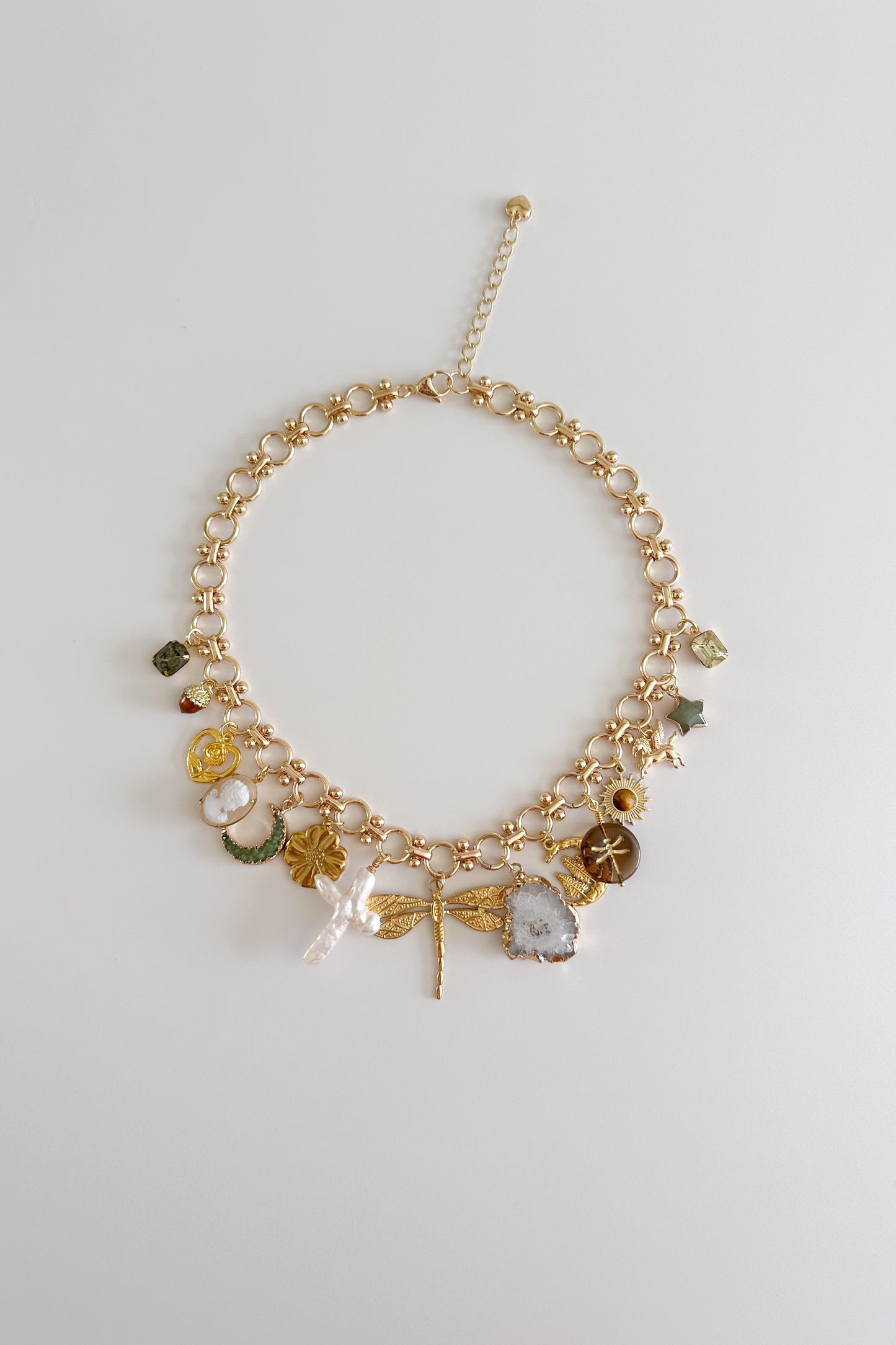 Enchanted Gold Plated Statement Vintage Charm Necklace