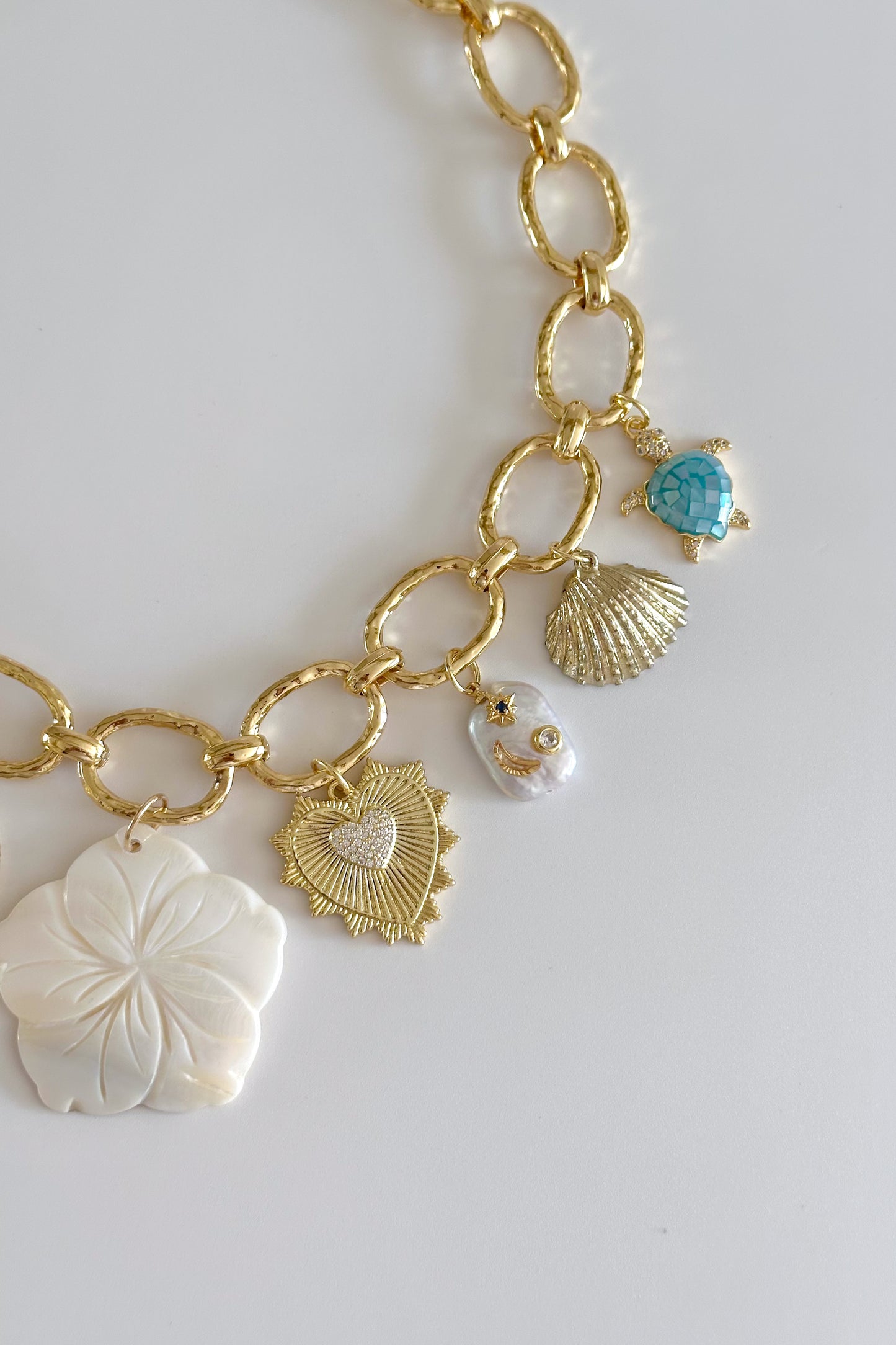 Night Swim Gold Plated Statement Vintage Charm Necklace
