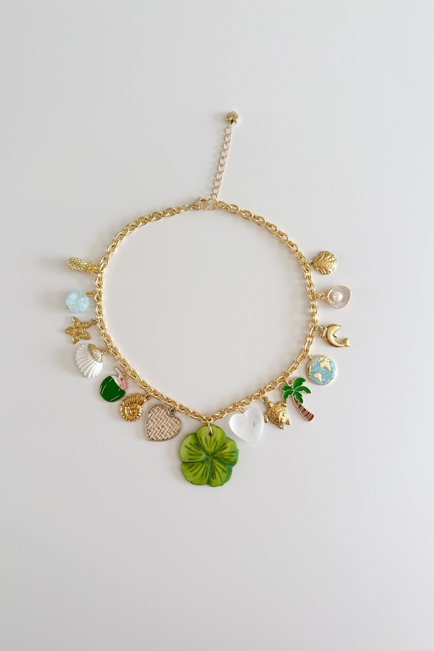 Coconut Beach Gold Plated Statement Vintage Charm Necklace
