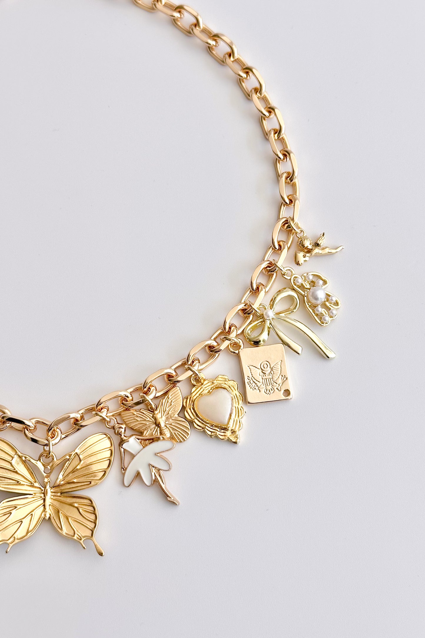 Love Struck Gold Plated Statement Vintage Charm Necklace