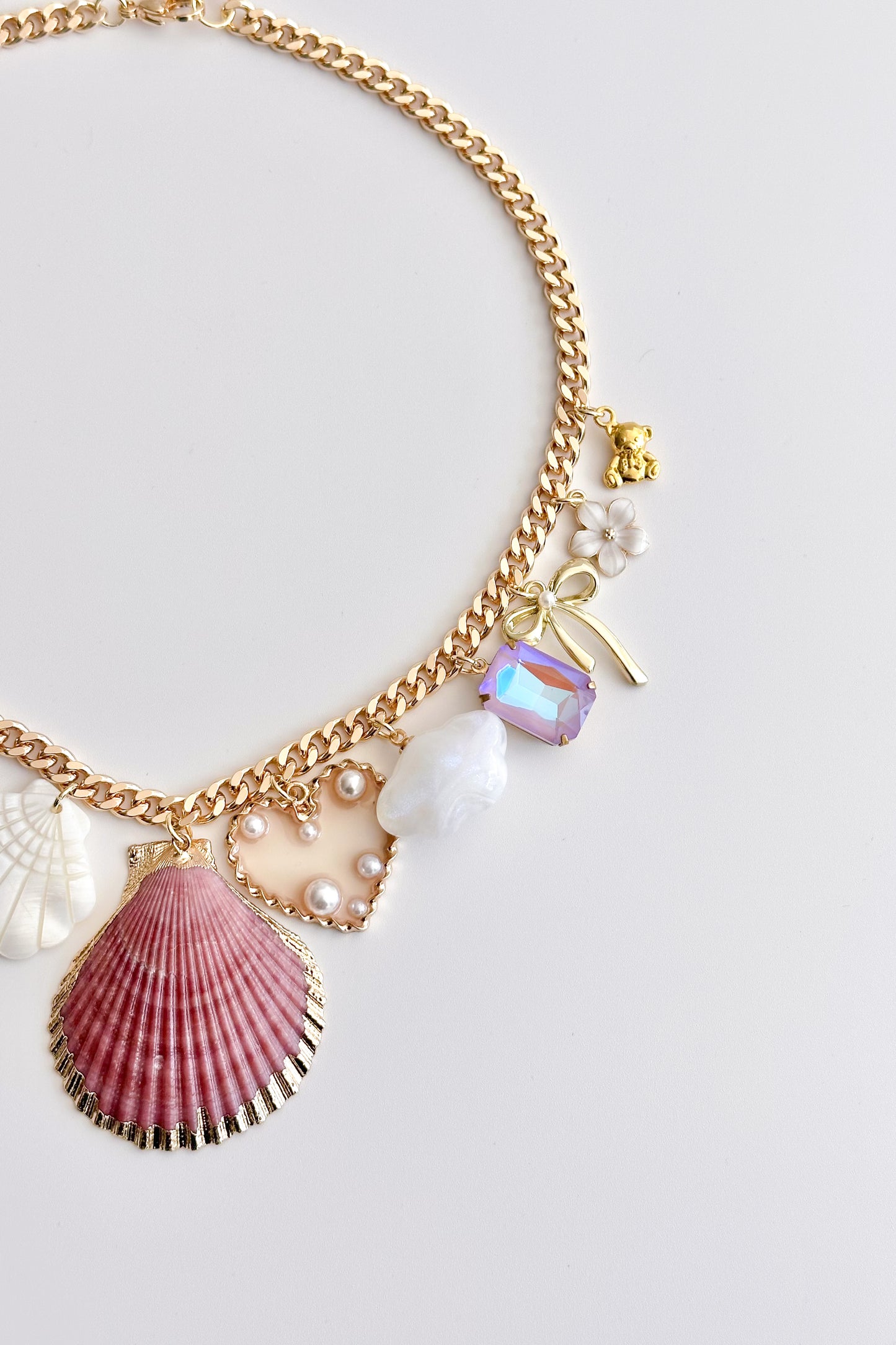 Wisteria Love Gold Plated Statement Vintage Charm Necklace