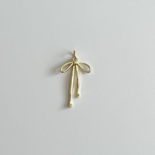 Bow Gold Plated Zinc Alloy Charm 14x18mm
