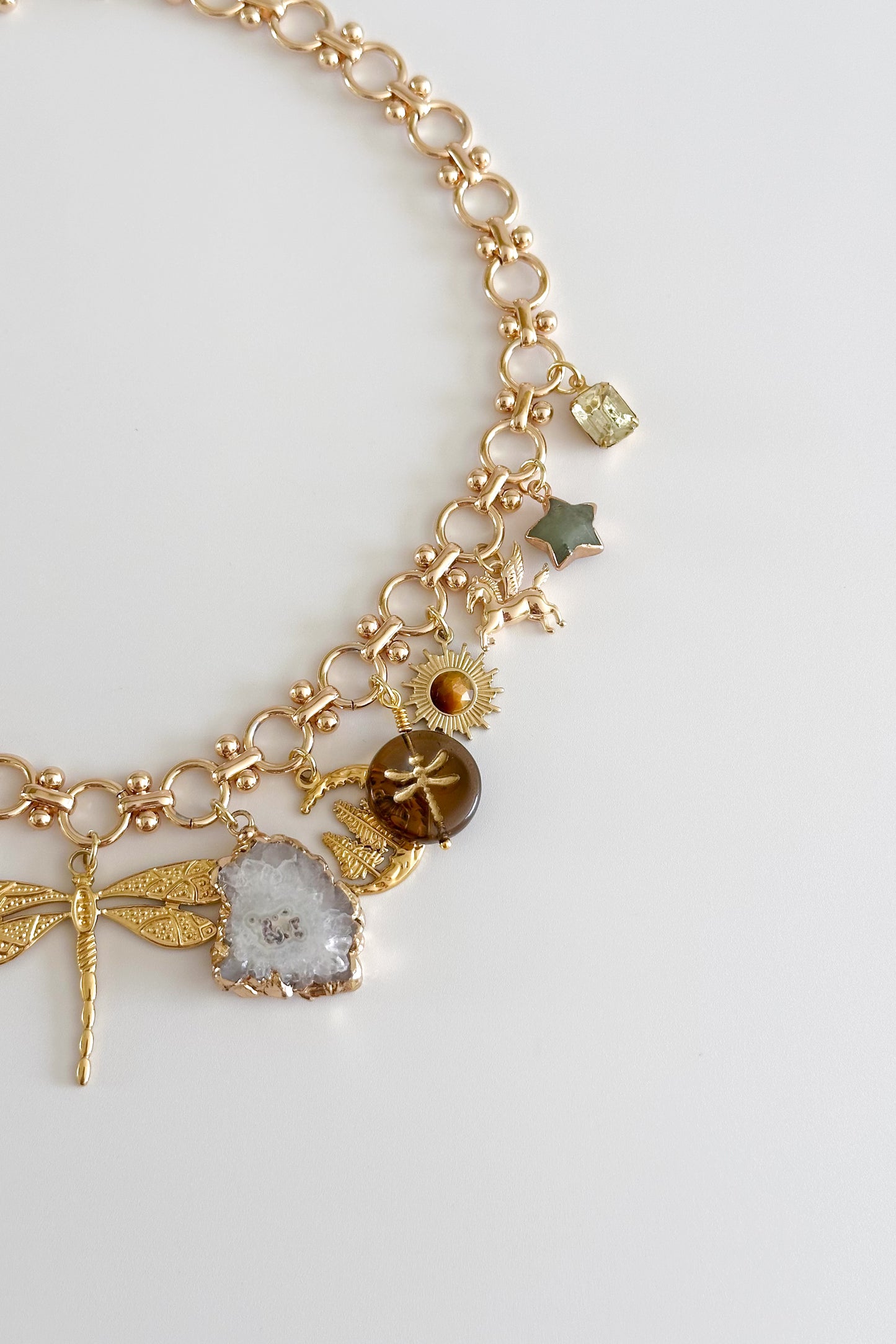 Enchanted Gold Plated Statement Vintage Charm Necklace