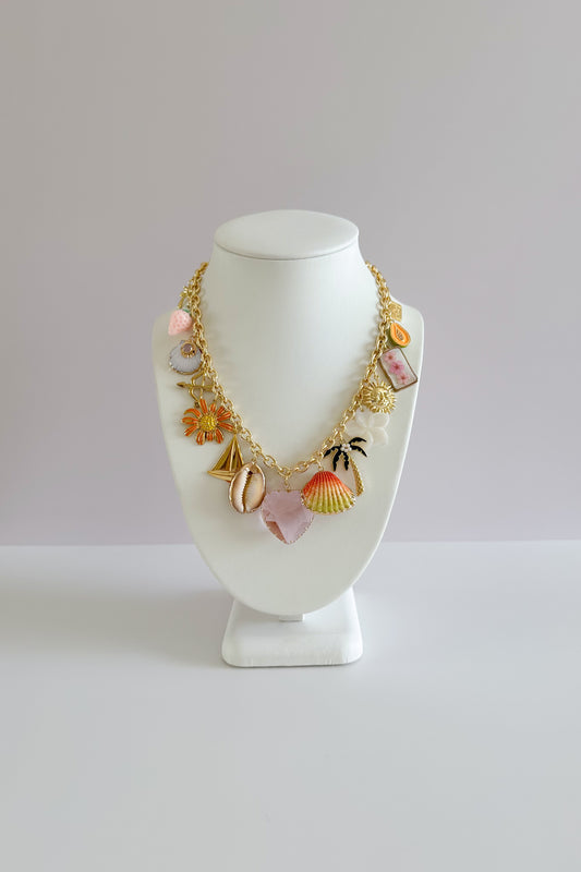 Sunrise Gold Plated Statement Vintage Charm Necklace
