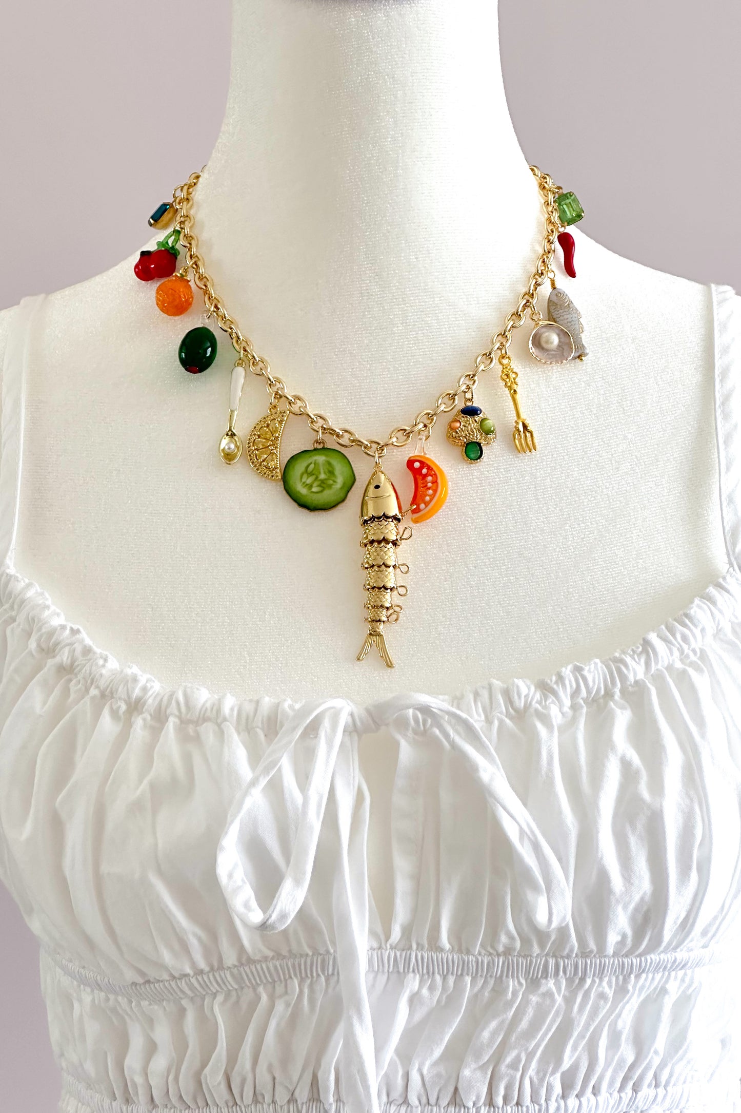 Tapas Gold Plated Statement Vintage Charm Necklace