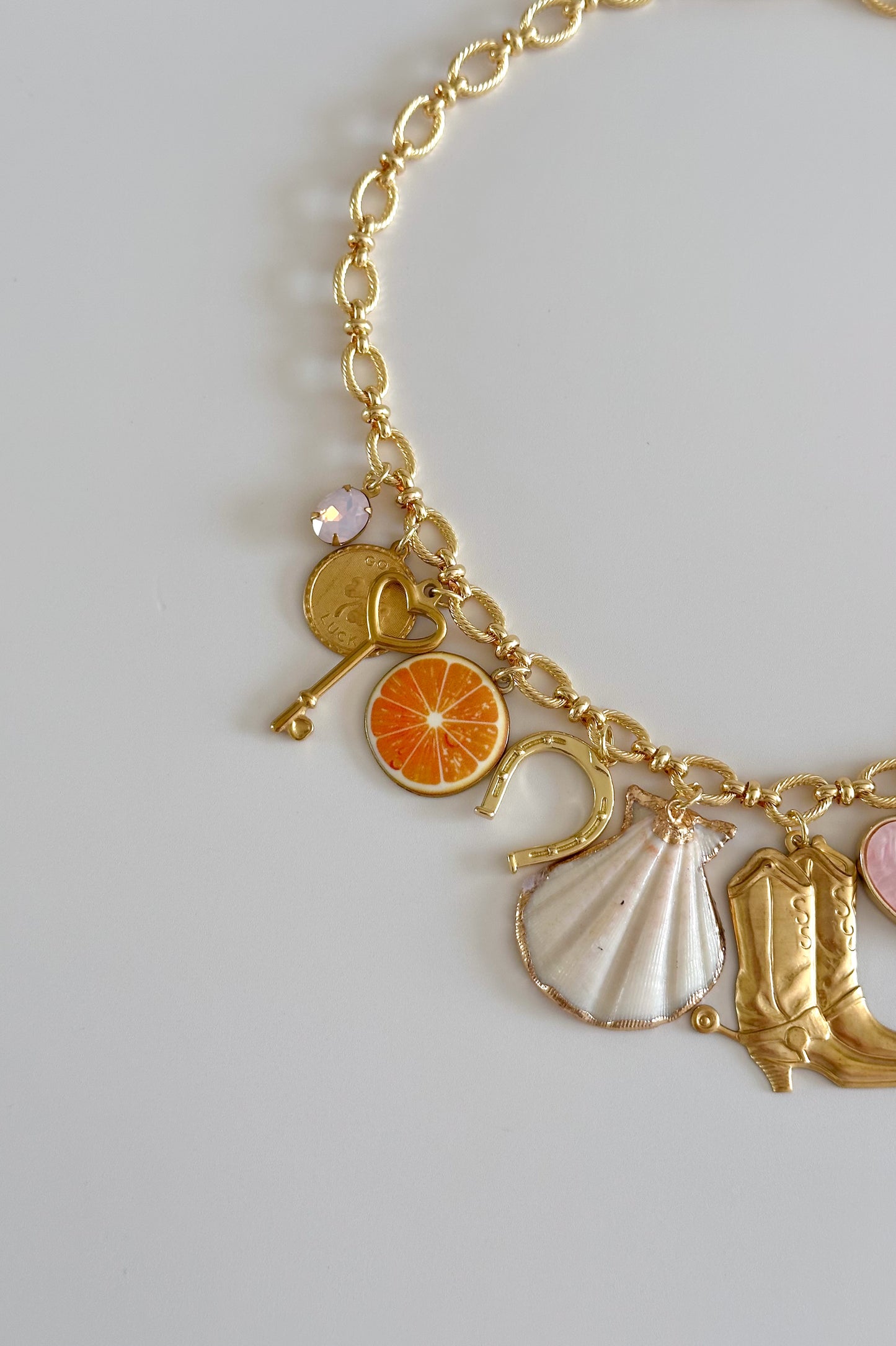 Cowgirl in the Sun Gold Plated Statement Vintage Charm Necklace