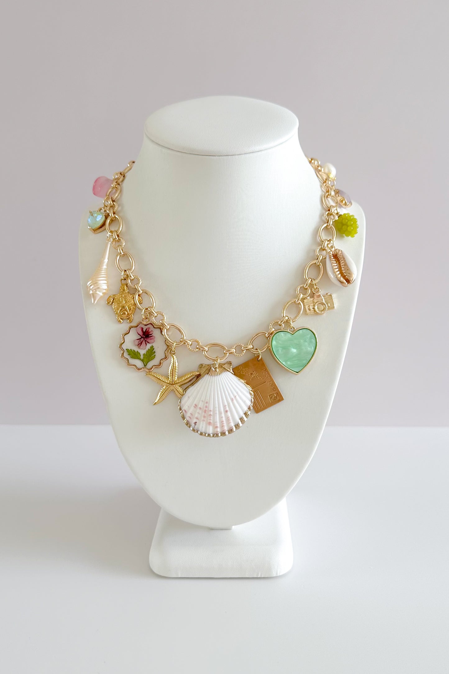 Mallorca Gold Plated Statement Vintage Charm Necklace