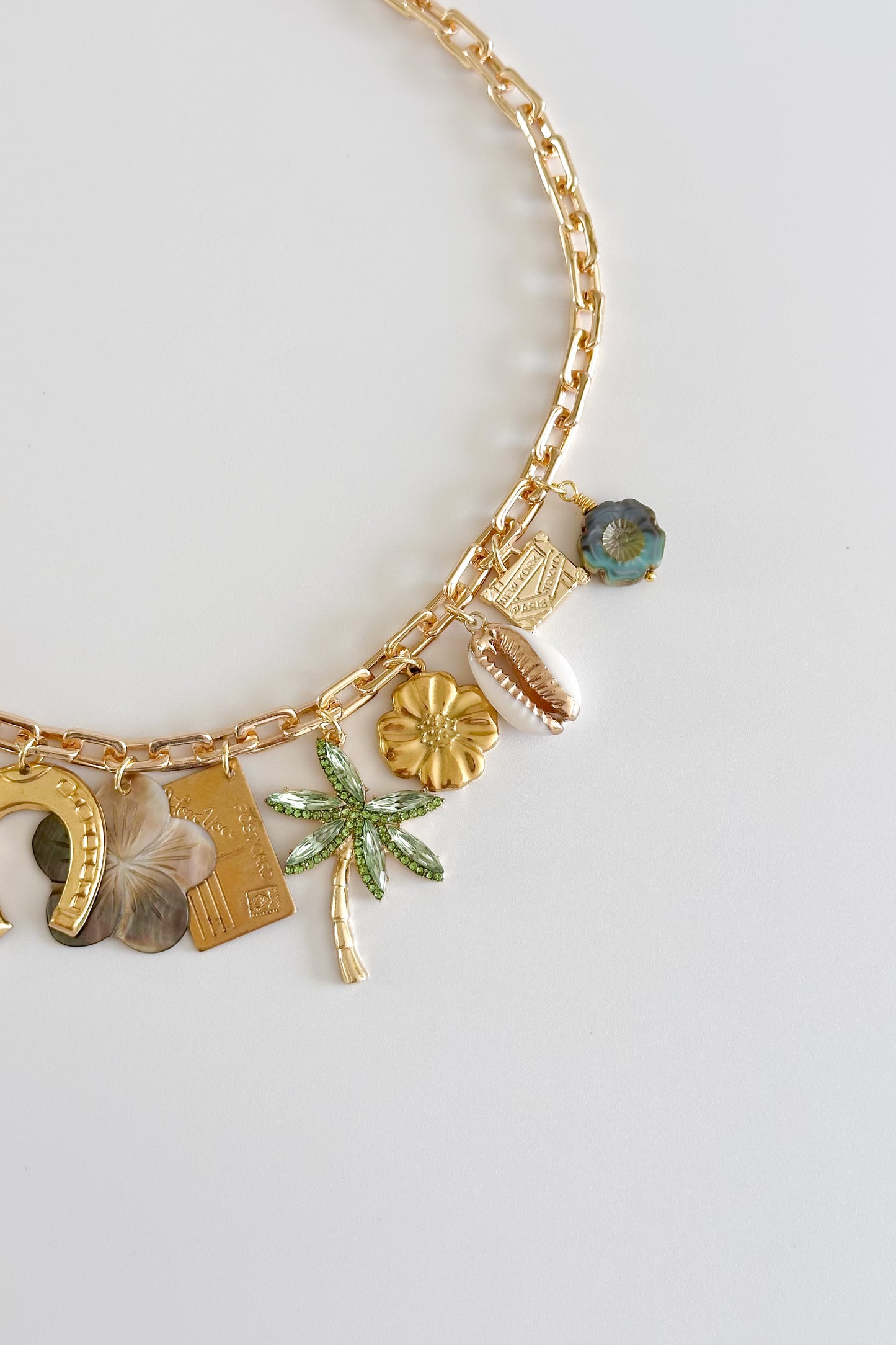Maui Gold Plated Statement Vintage Charm Necklace