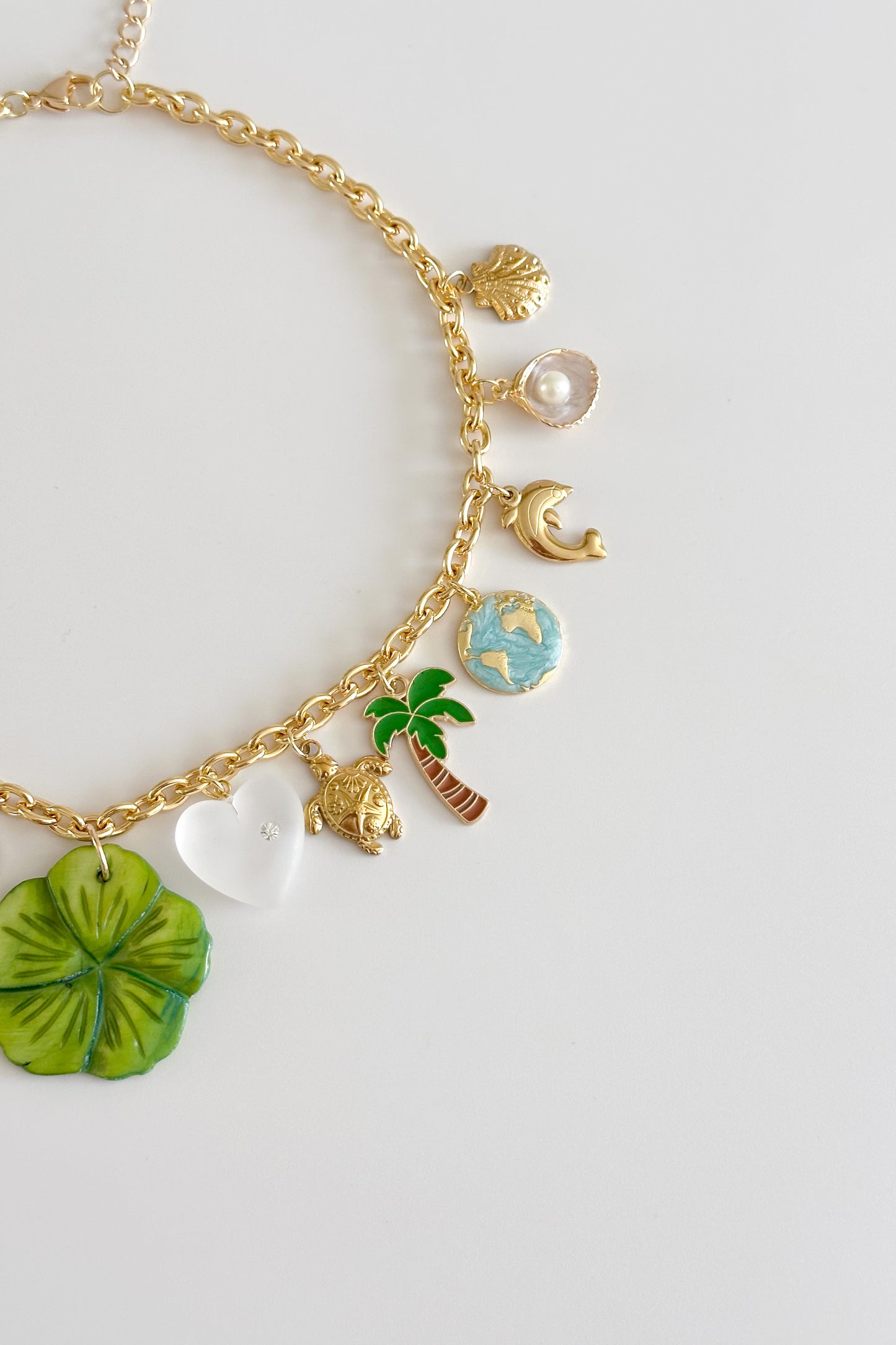 Coconut Beach Gold Plated Statement Vintage Charm Necklace