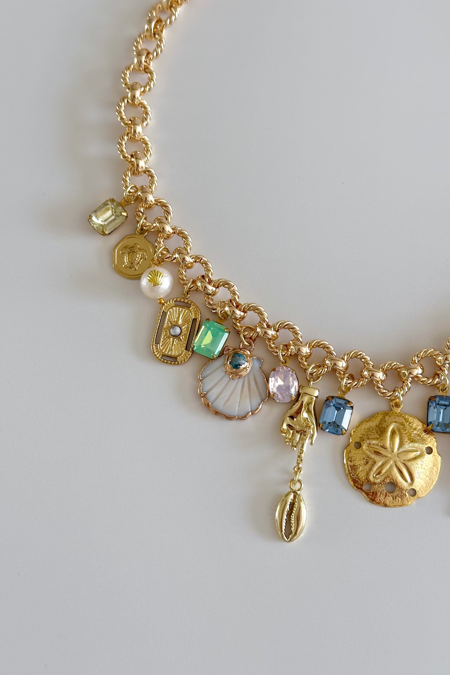 Oceana Gold Plated Statement Vintage Charm Necklace