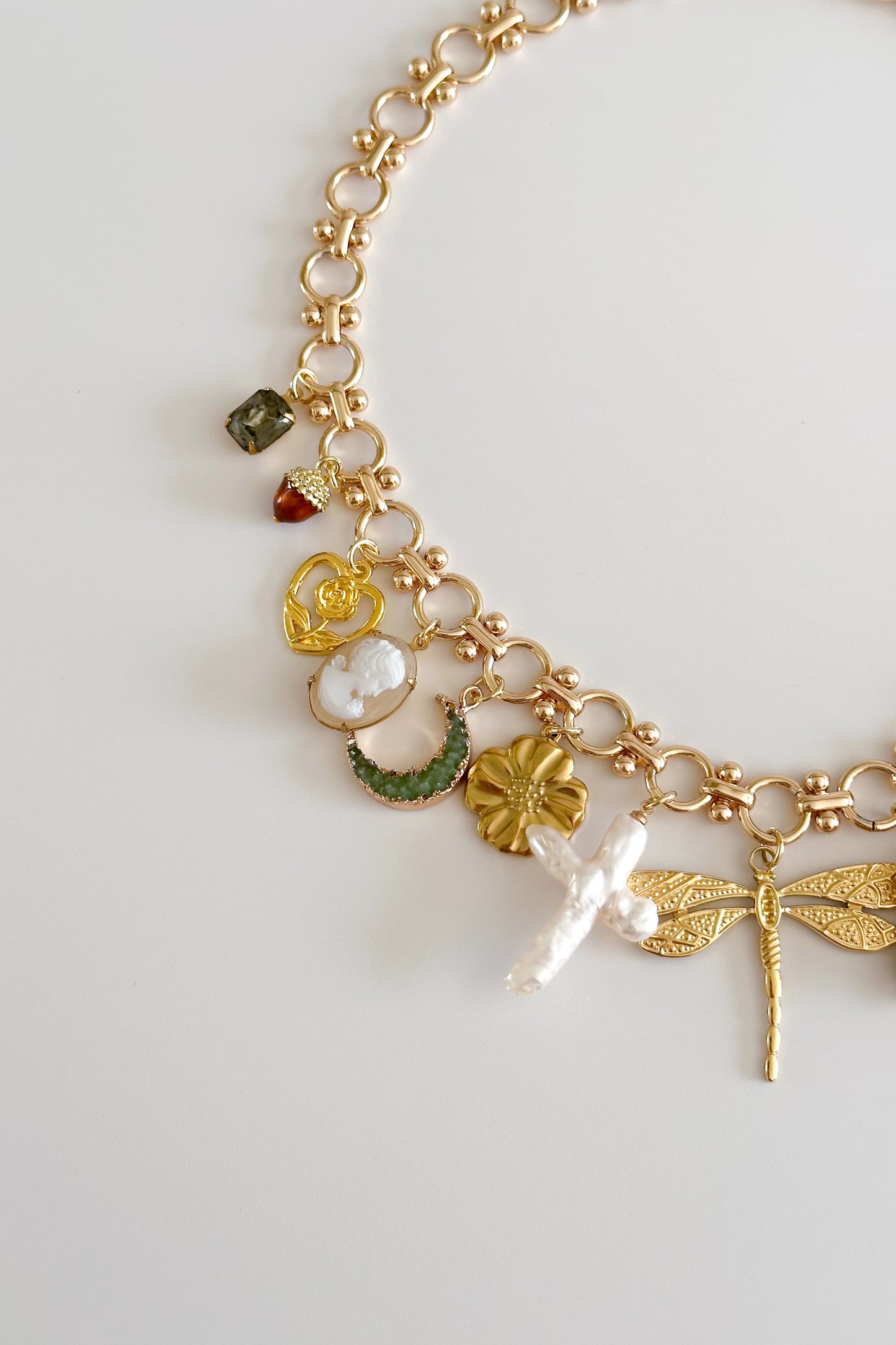 Enchanted Gold Plated Statement Vintage Charm Necklace