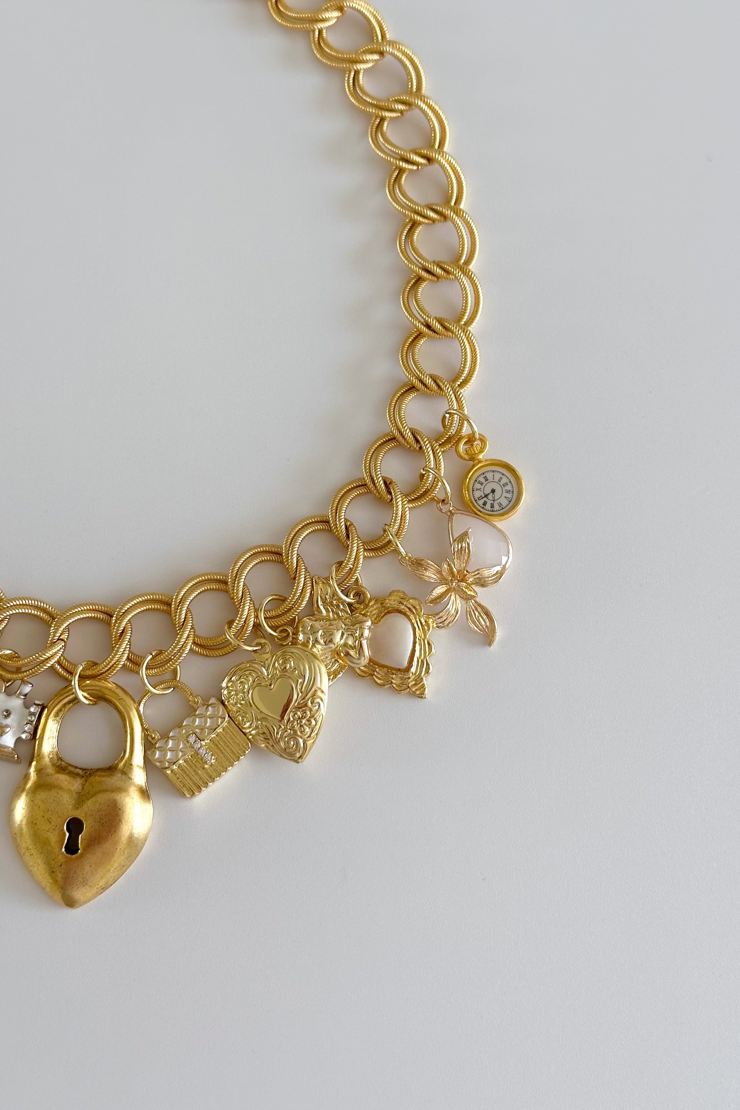 Cherub Gold Plated Statement Vintage Charm Necklace