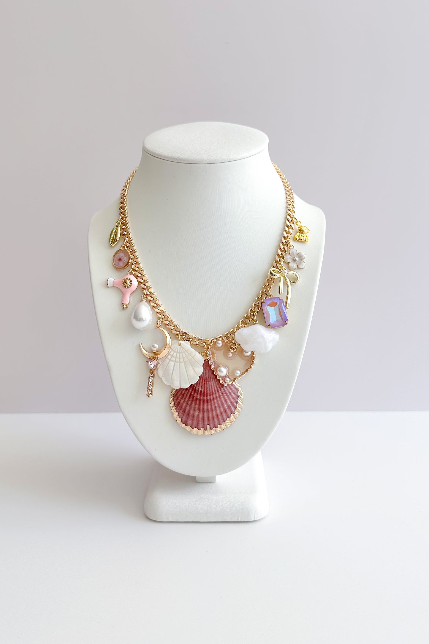 Wisteria Love Gold Plated Statement Vintage Charm Necklace