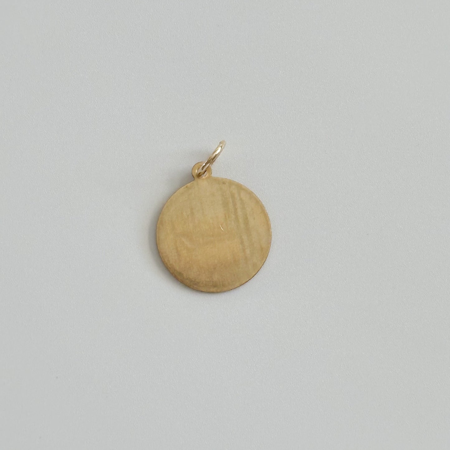 Vintage Bon Voyage Circle Coin Raw Brass Charm 22x20mm