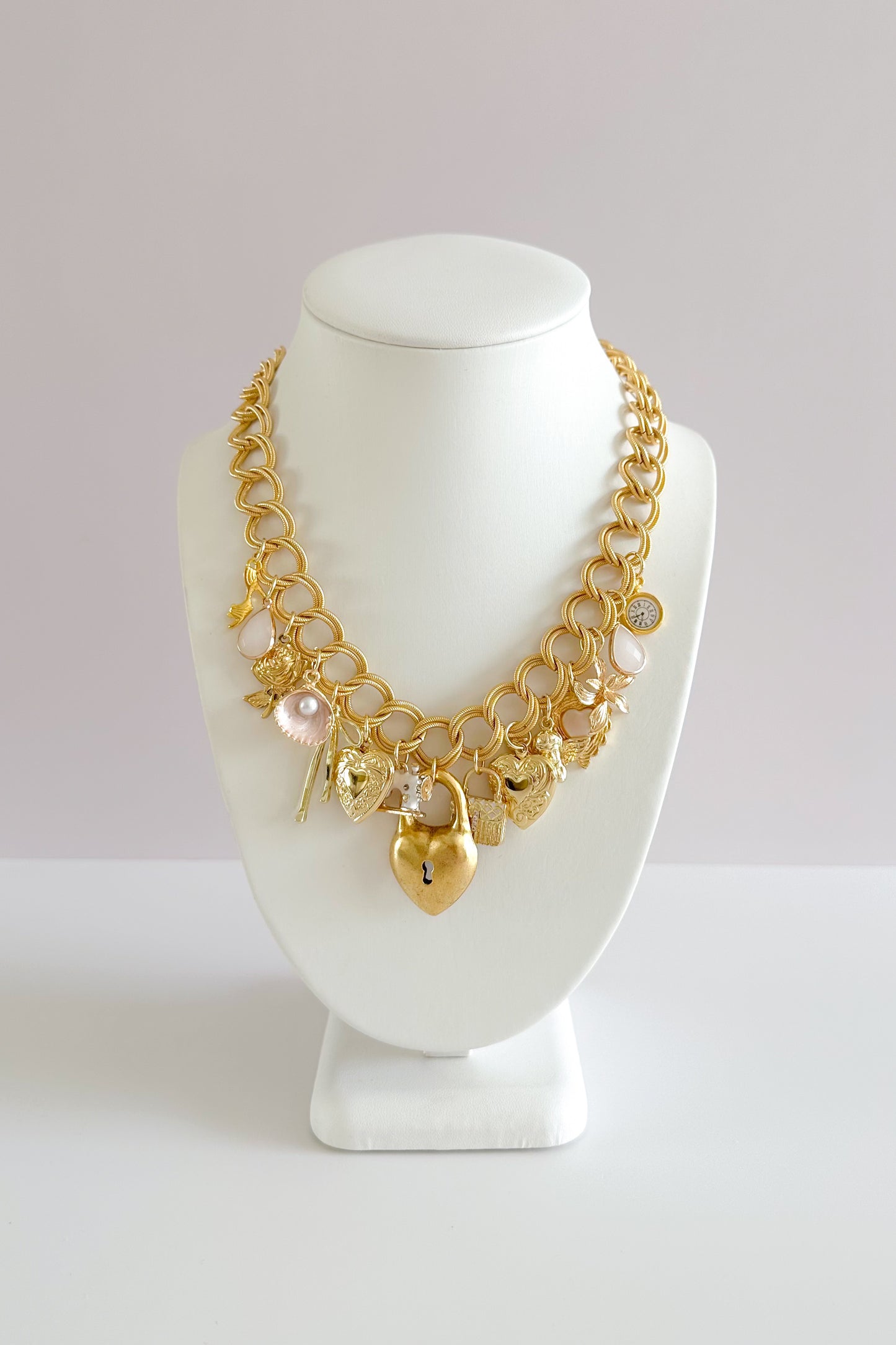 Cherub Gold Plated Statement Vintage Charm Necklace