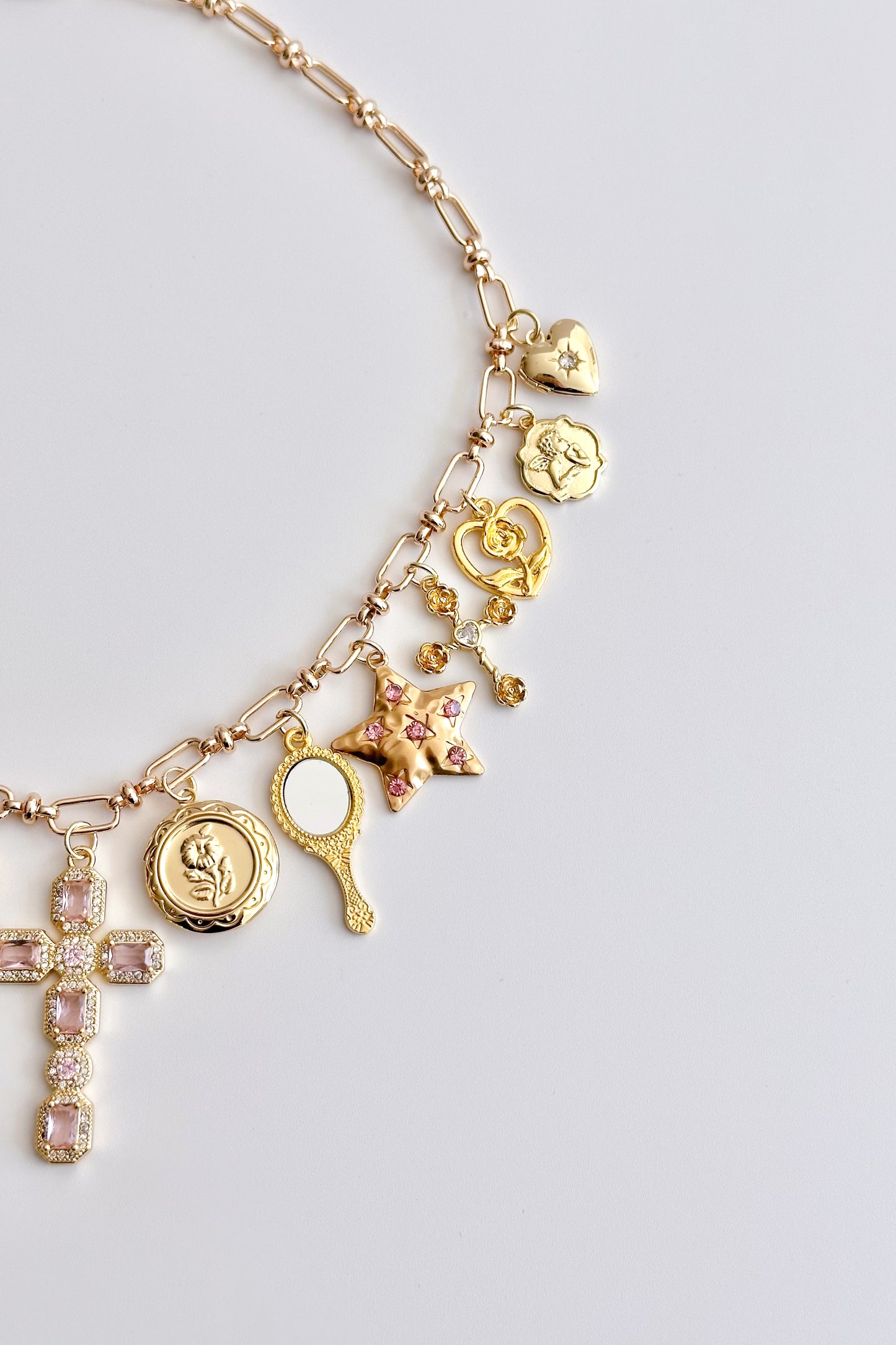 Heaven’s Light Gold Plated Statement Vintage Charm Necklace