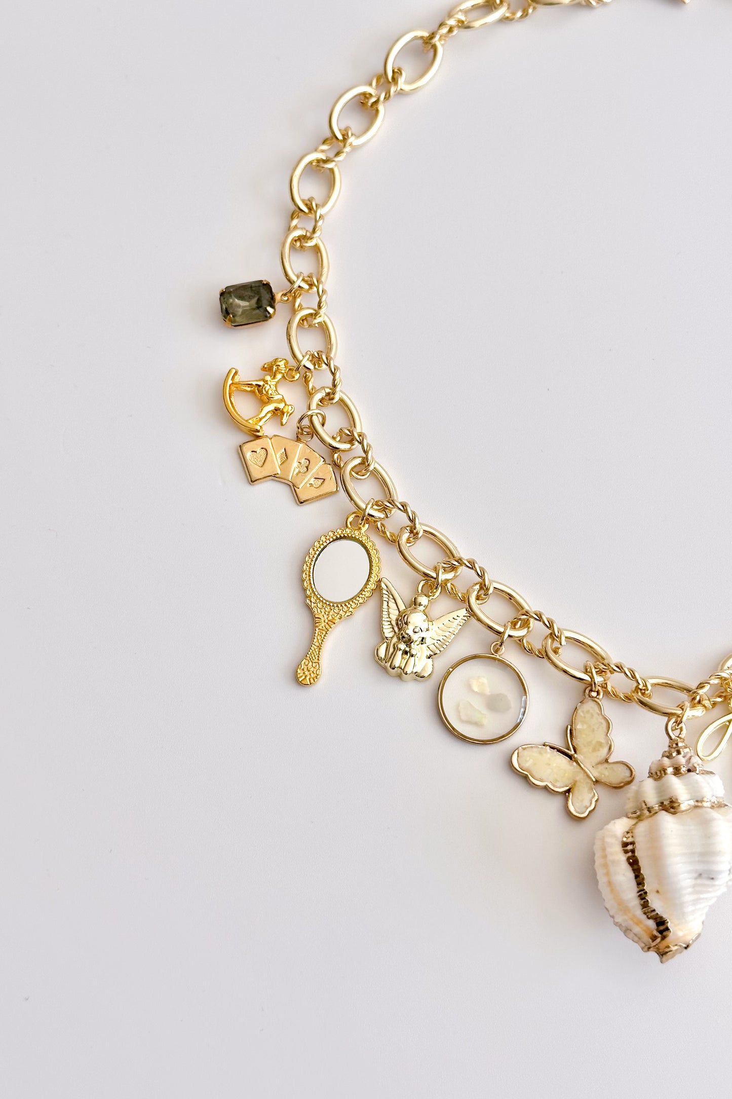 Mermaid’s Treasure Gold Plated Statement Vintage Charm Necklace