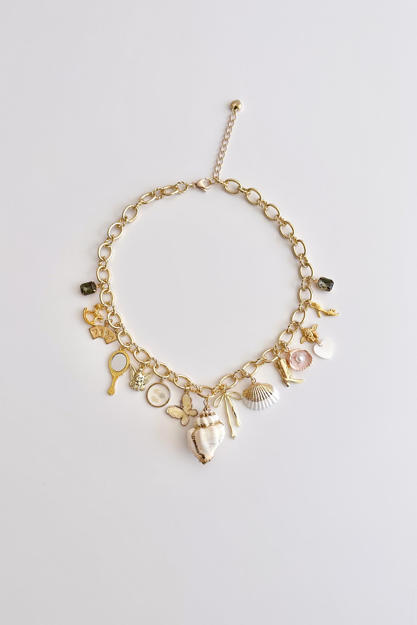 Mermaid’s Treasure Gold Plated Statement Vintage Charm Necklace