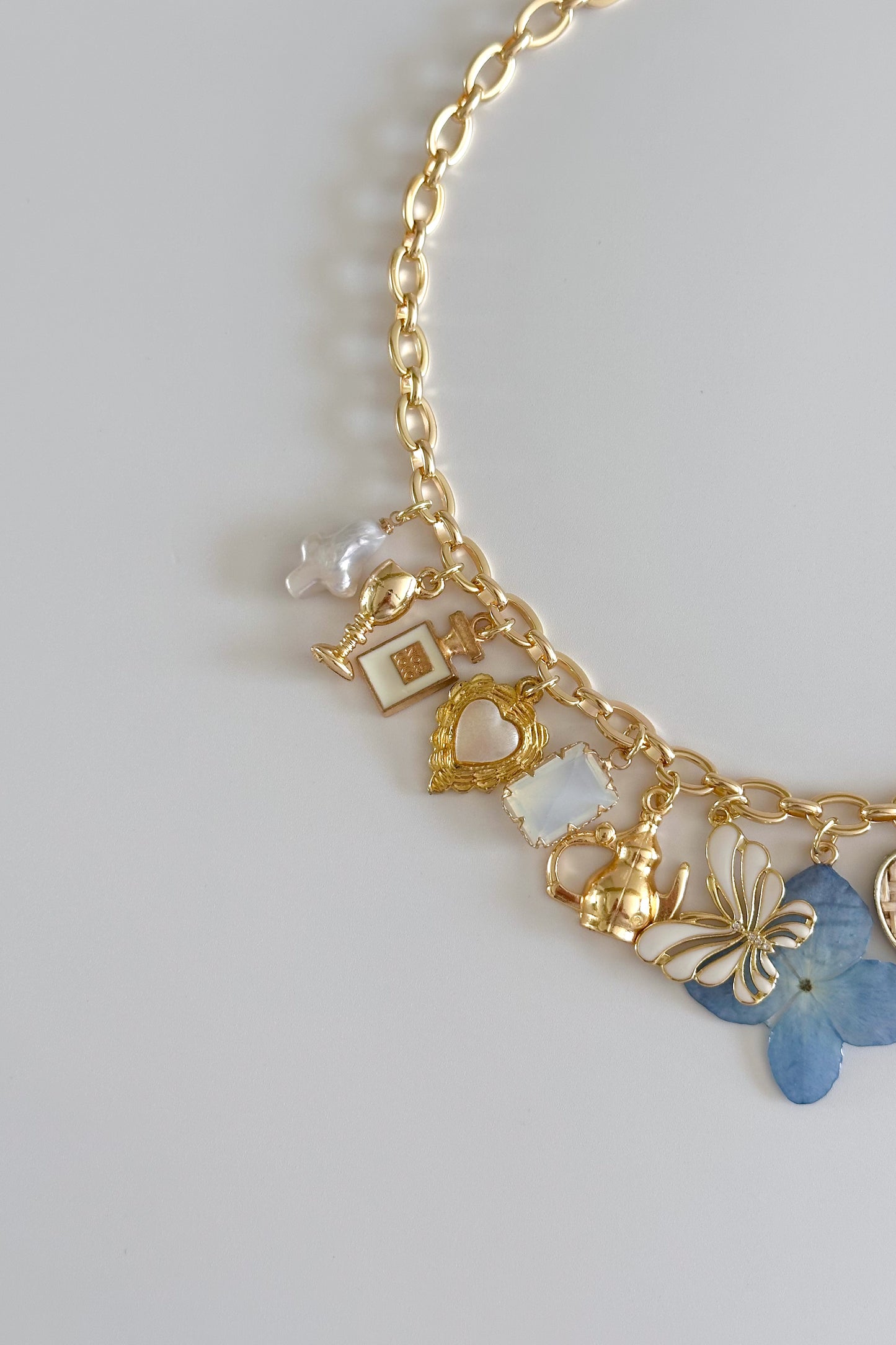 Coastal Treasures Gold Plated Statement Vintage Charm Necklace