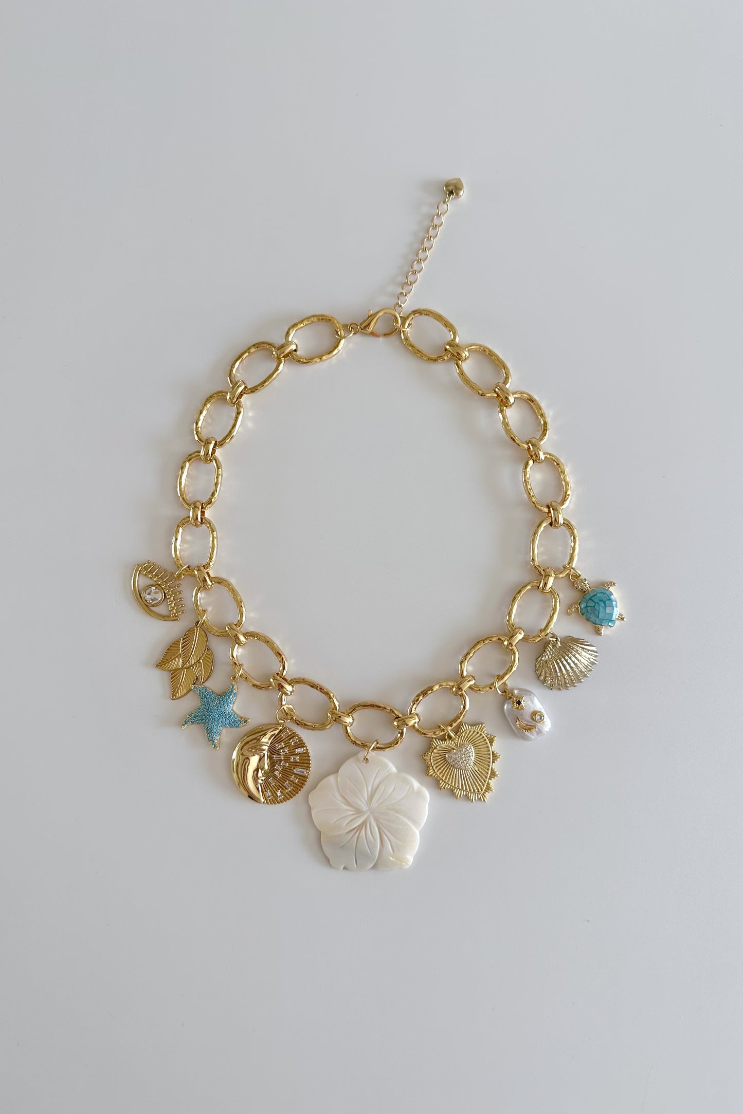 Night Swim Gold Plated Statement Vintage Charm Necklace