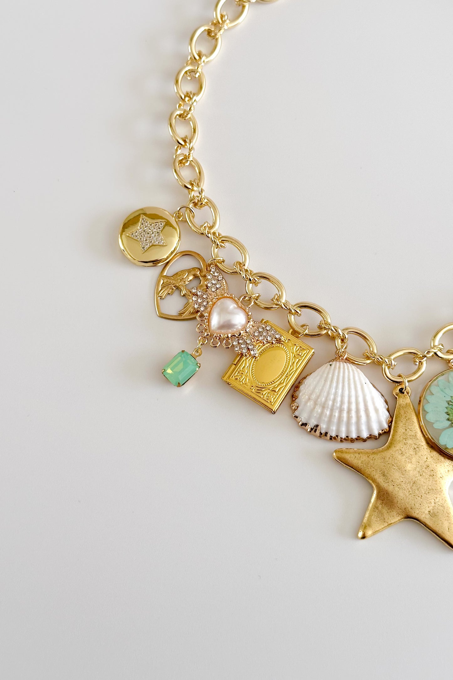 Sweet Dreams Gold Plated Statement Vintage Charm Necklace
