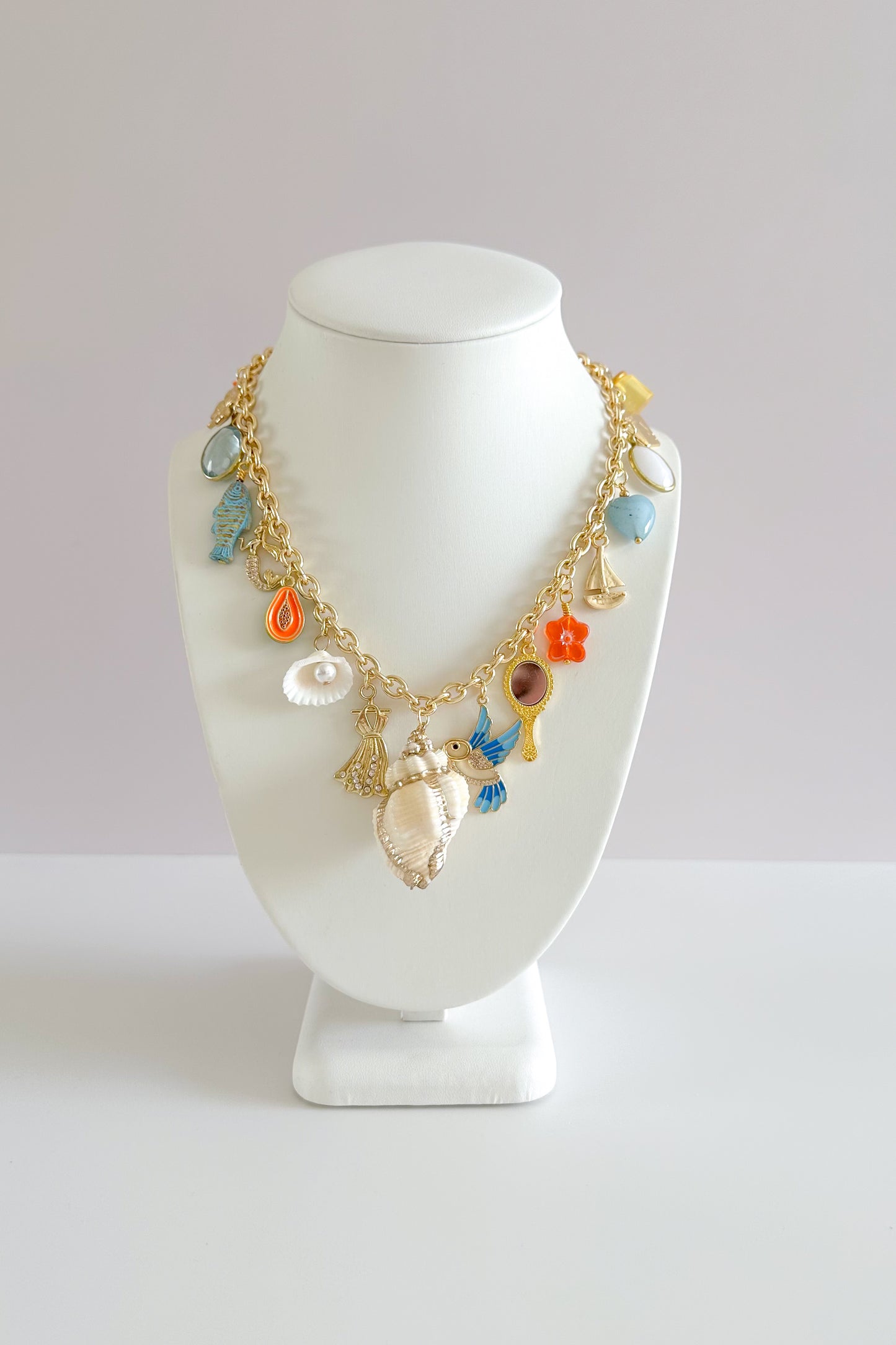 Coastal Granddaughter Gold Plated Statement Vintage Charm Necklace