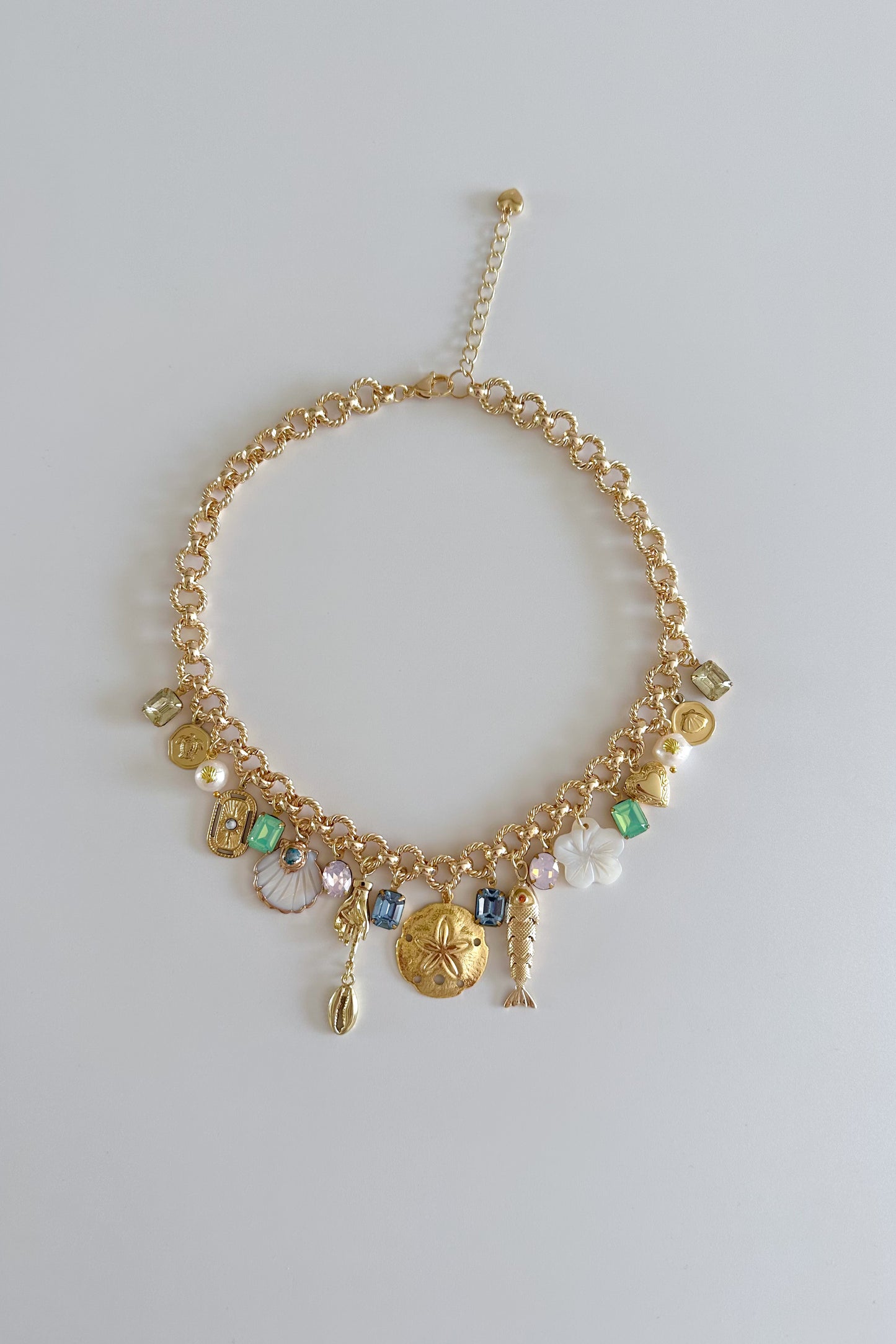 Oceana Gold Plated Statement Vintage Charm Necklace