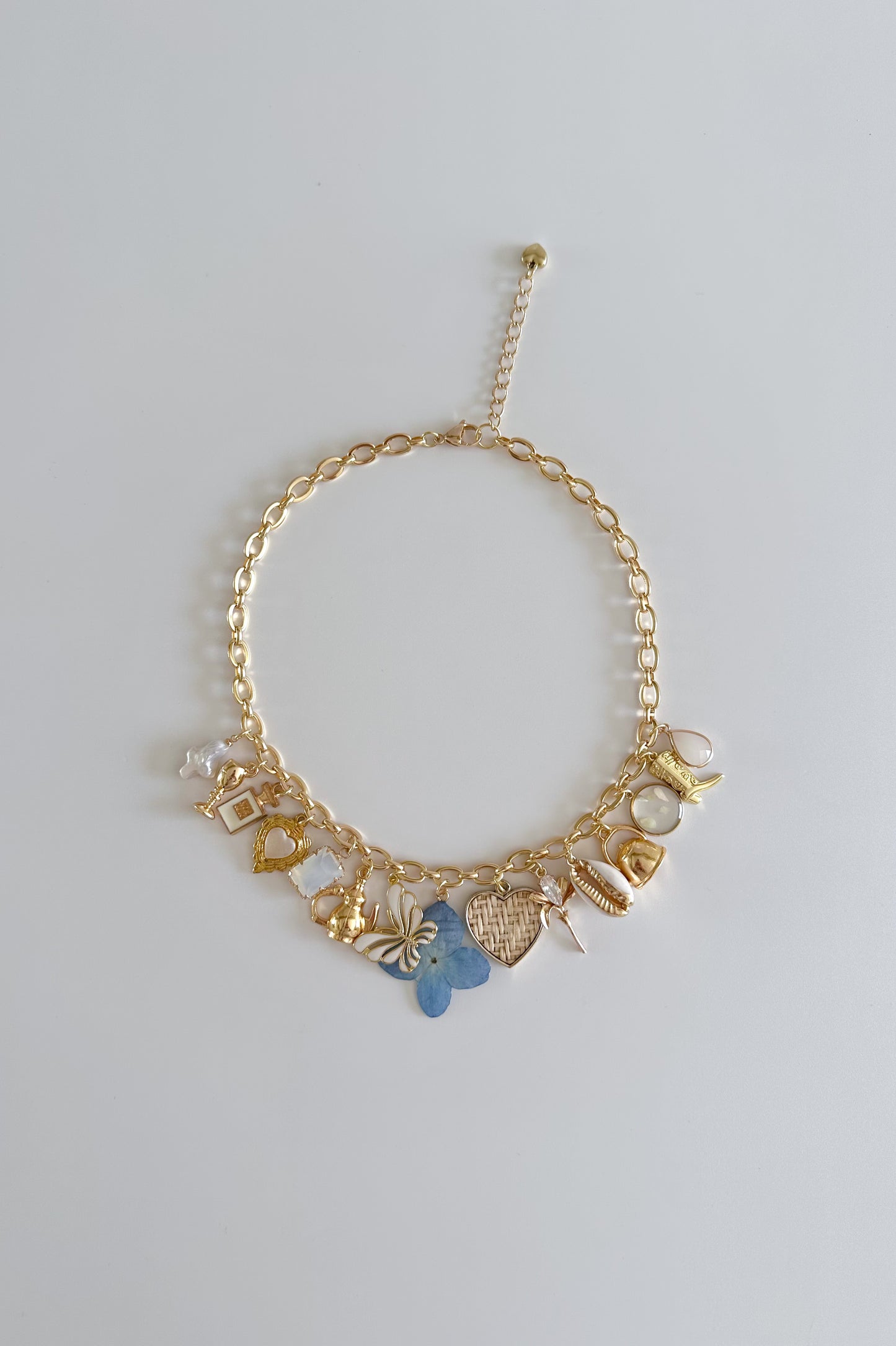 Coastal Treasures Gold Plated Statement Vintage Charm Necklace