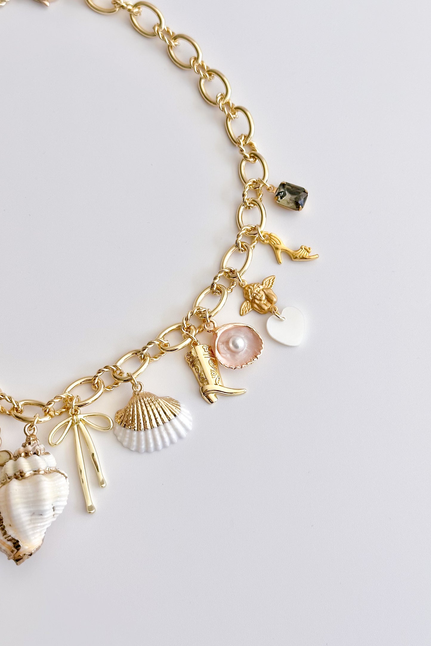 Mermaid’s Treasure Gold Plated Statement Vintage Charm Necklace