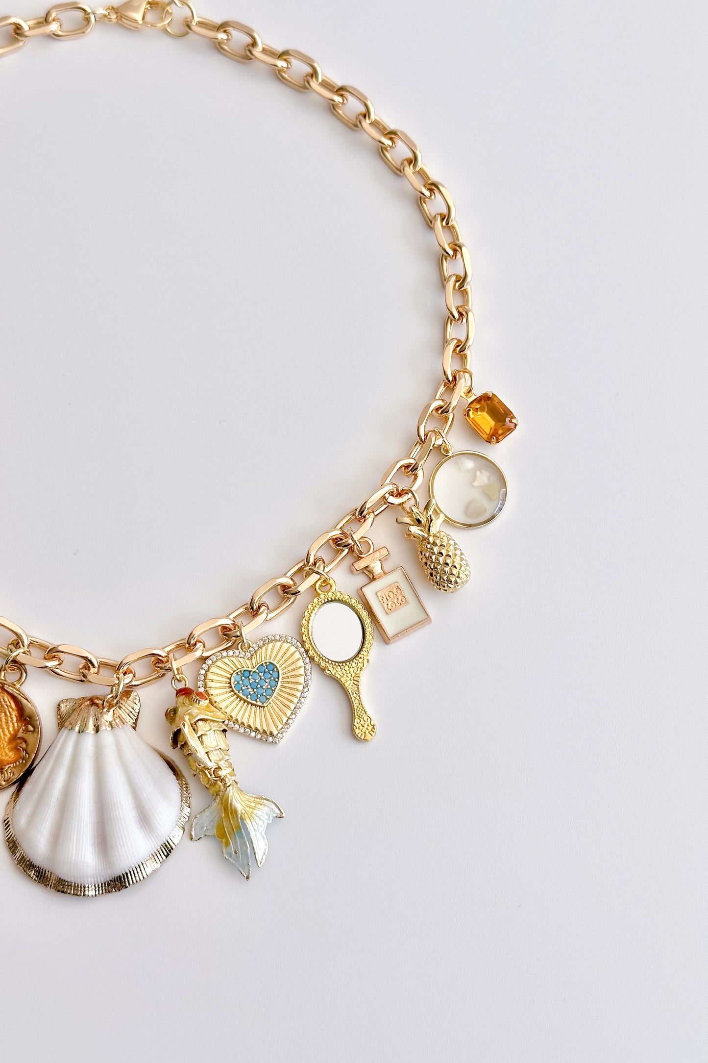 Salt & Sand Gold Plated Statement Vintage Charm Necklace