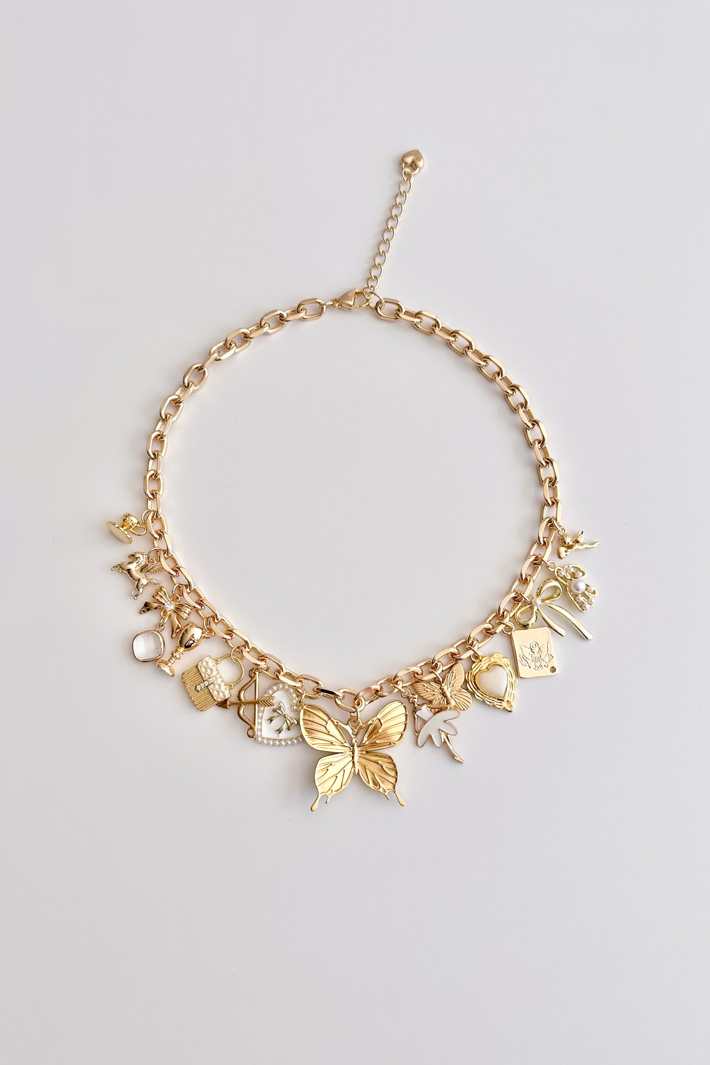 Love Struck Gold Plated Statement Vintage Charm Necklace