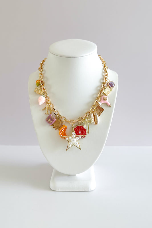 Star Girl Gold Plated Statement Vintage Charm Necklace