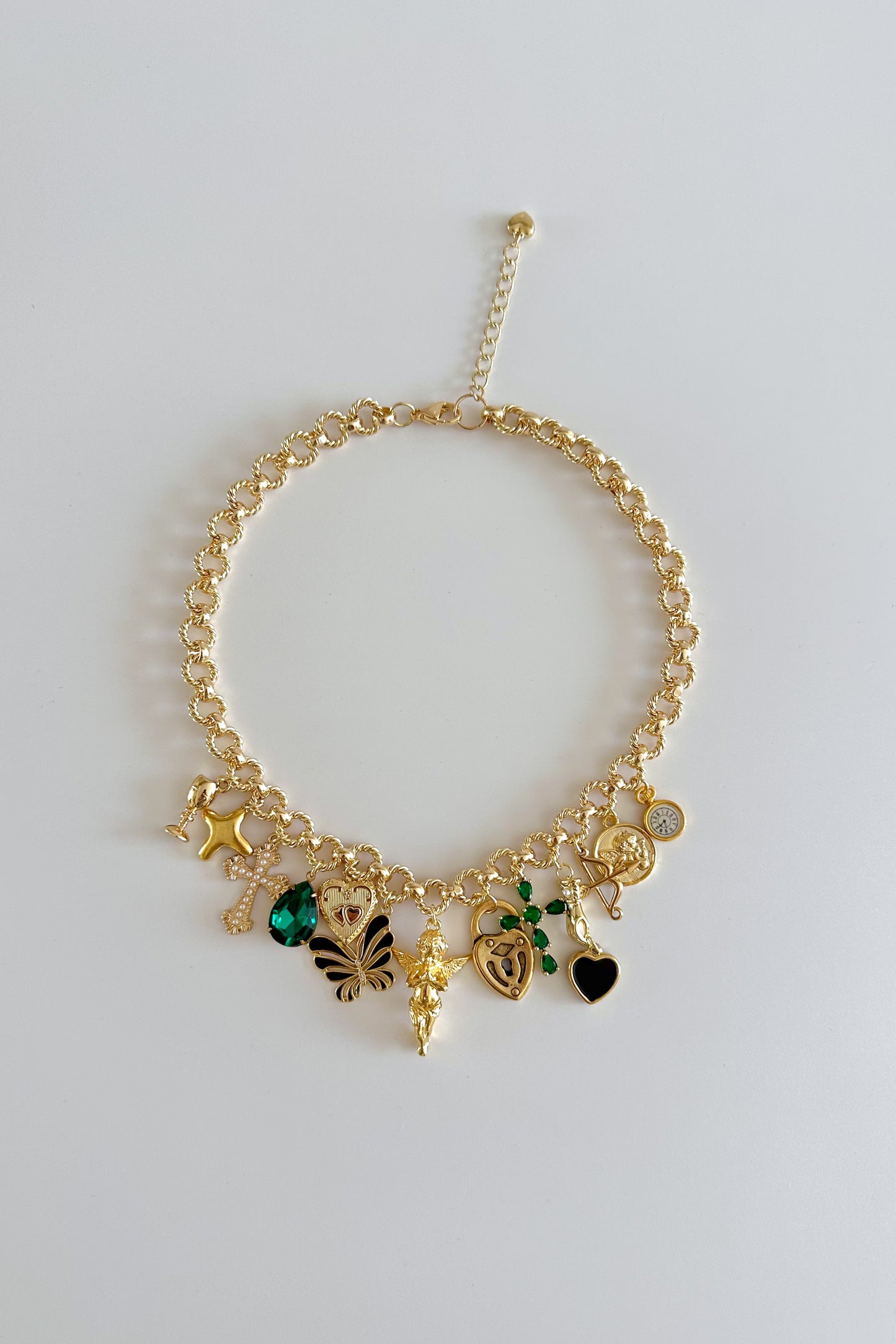 Everlasting Gold Plated Statement Vintage Charm Necklace