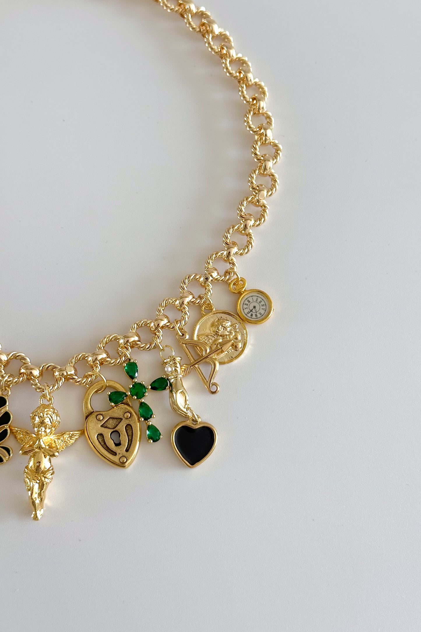 Everlasting Gold Plated Statement Vintage Charm Necklace