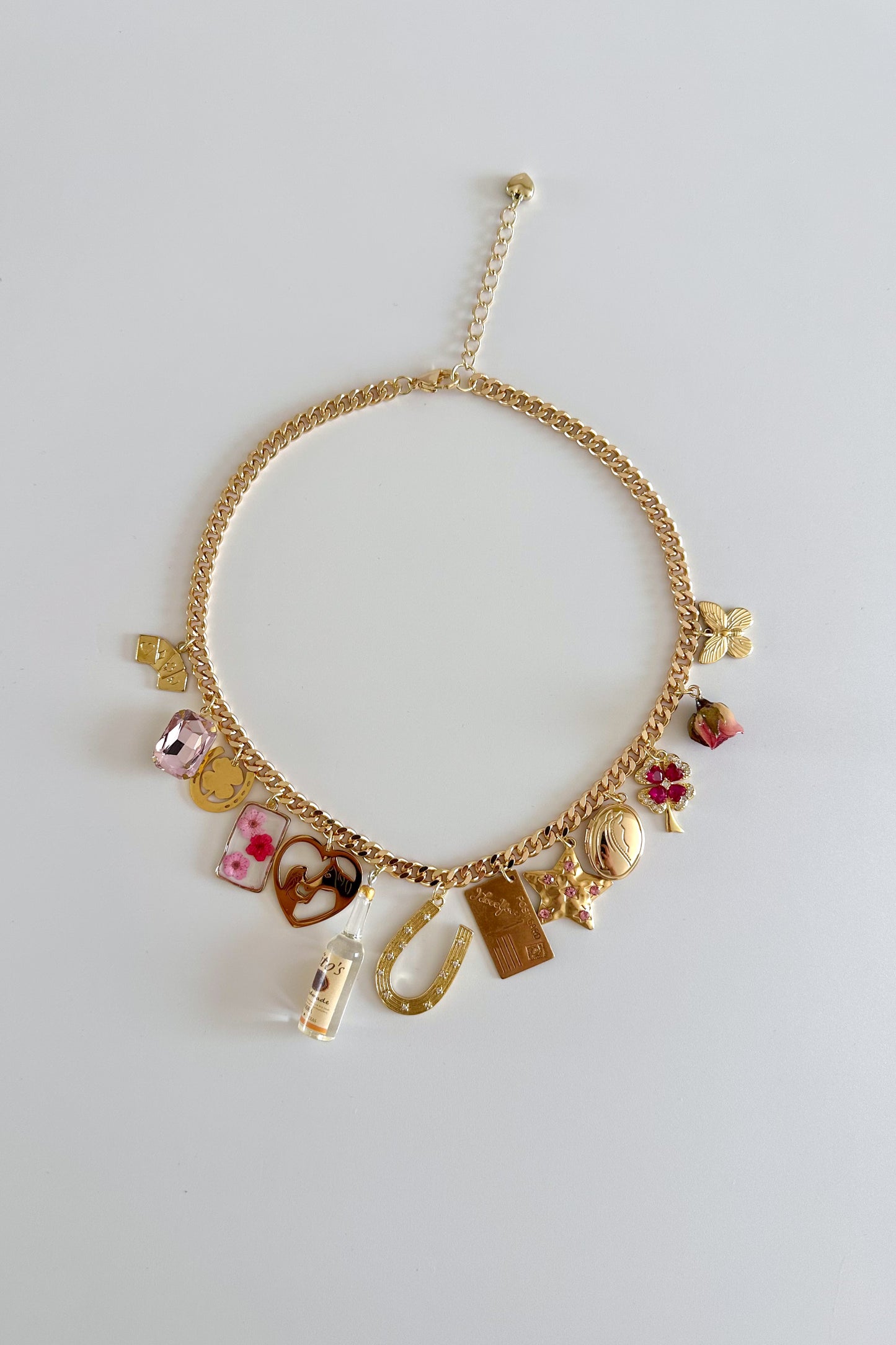 Prairie Girl Gold Plated Statement Vintage Charm Necklace