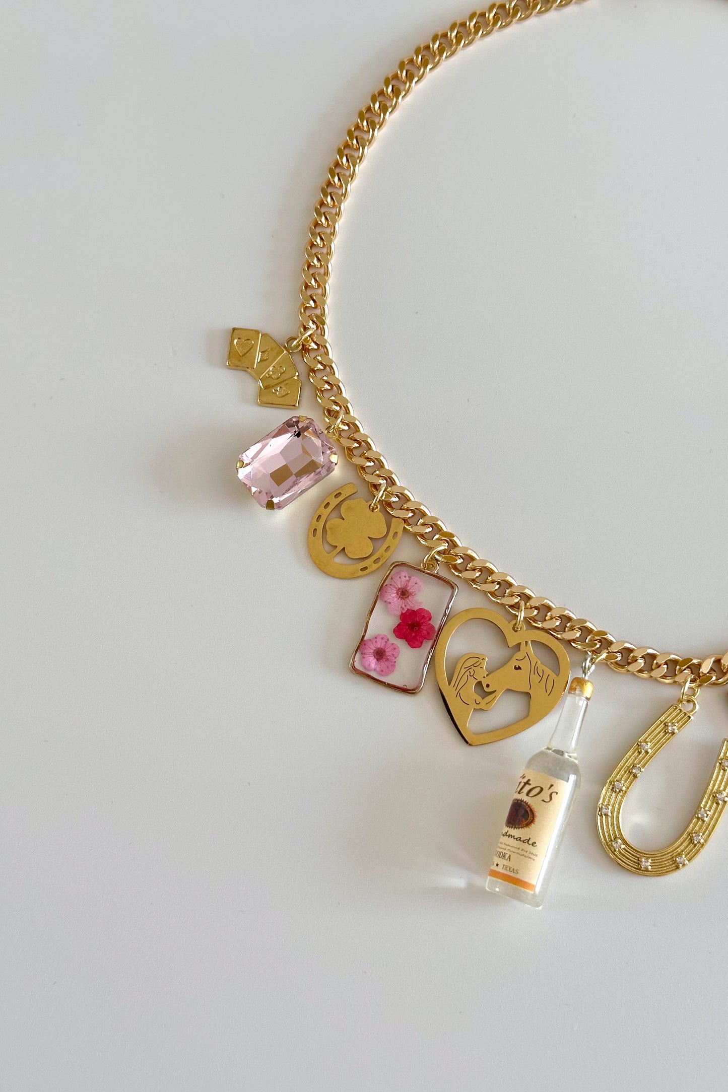 Prairie Girl Gold Plated Statement Vintage Charm Necklace