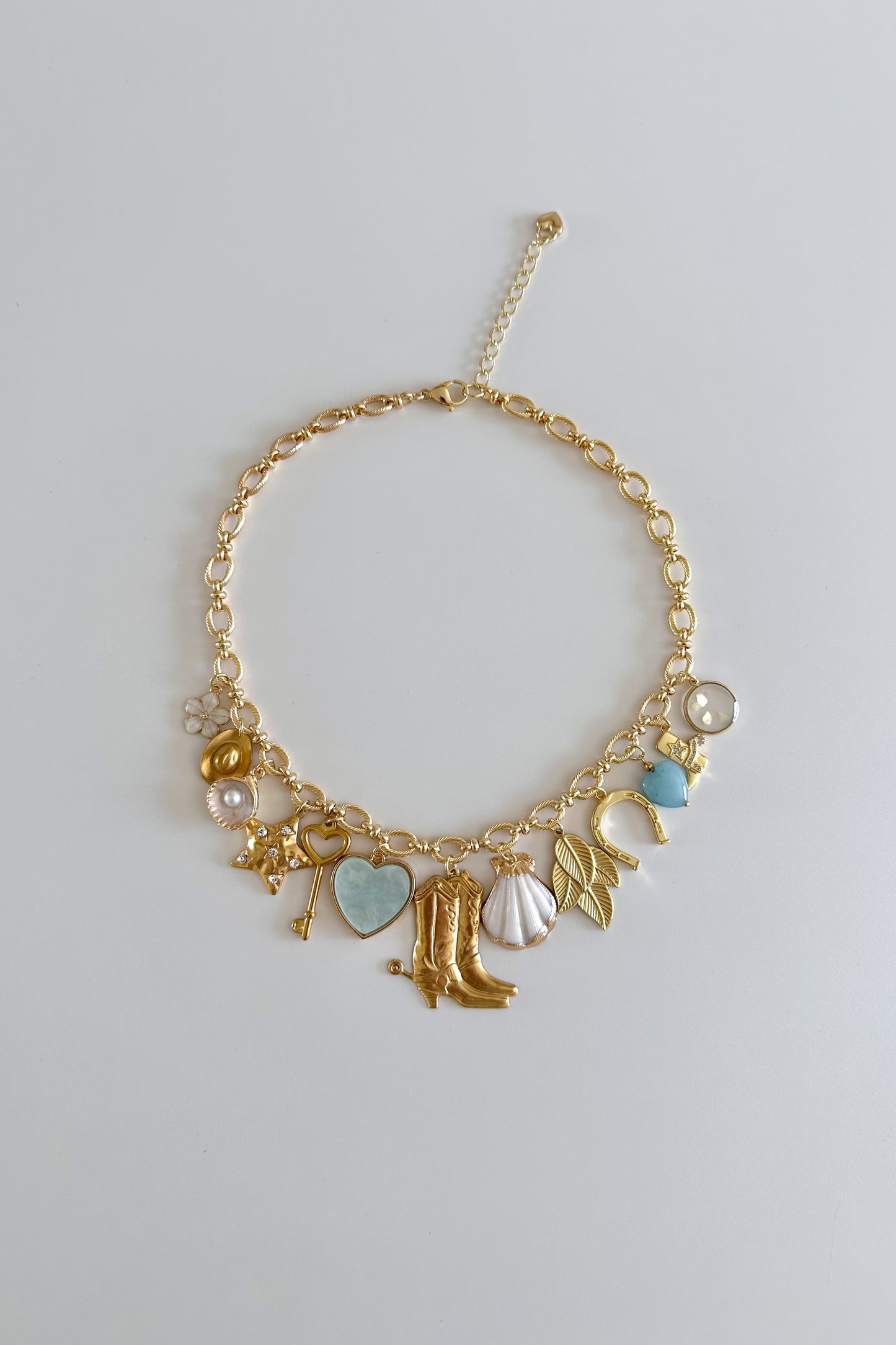 Coastal Cowgirl Gold Plated Statement Vintage Charm Necklace