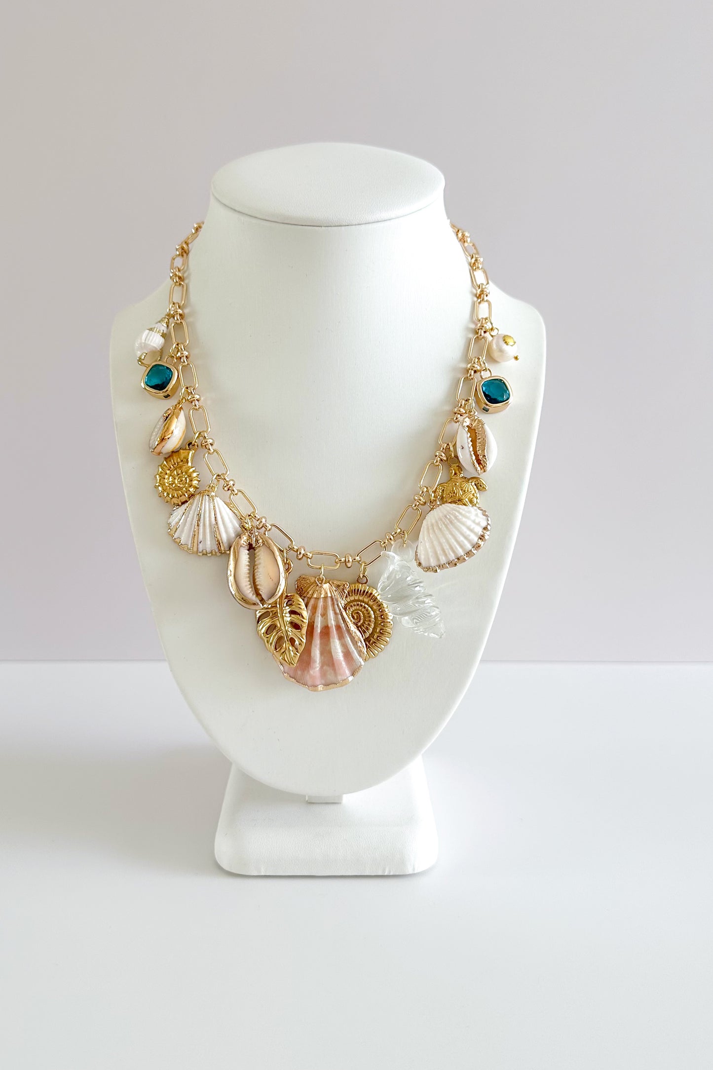 Mallorca Gold Plated Statement Vintage Charm Necklace