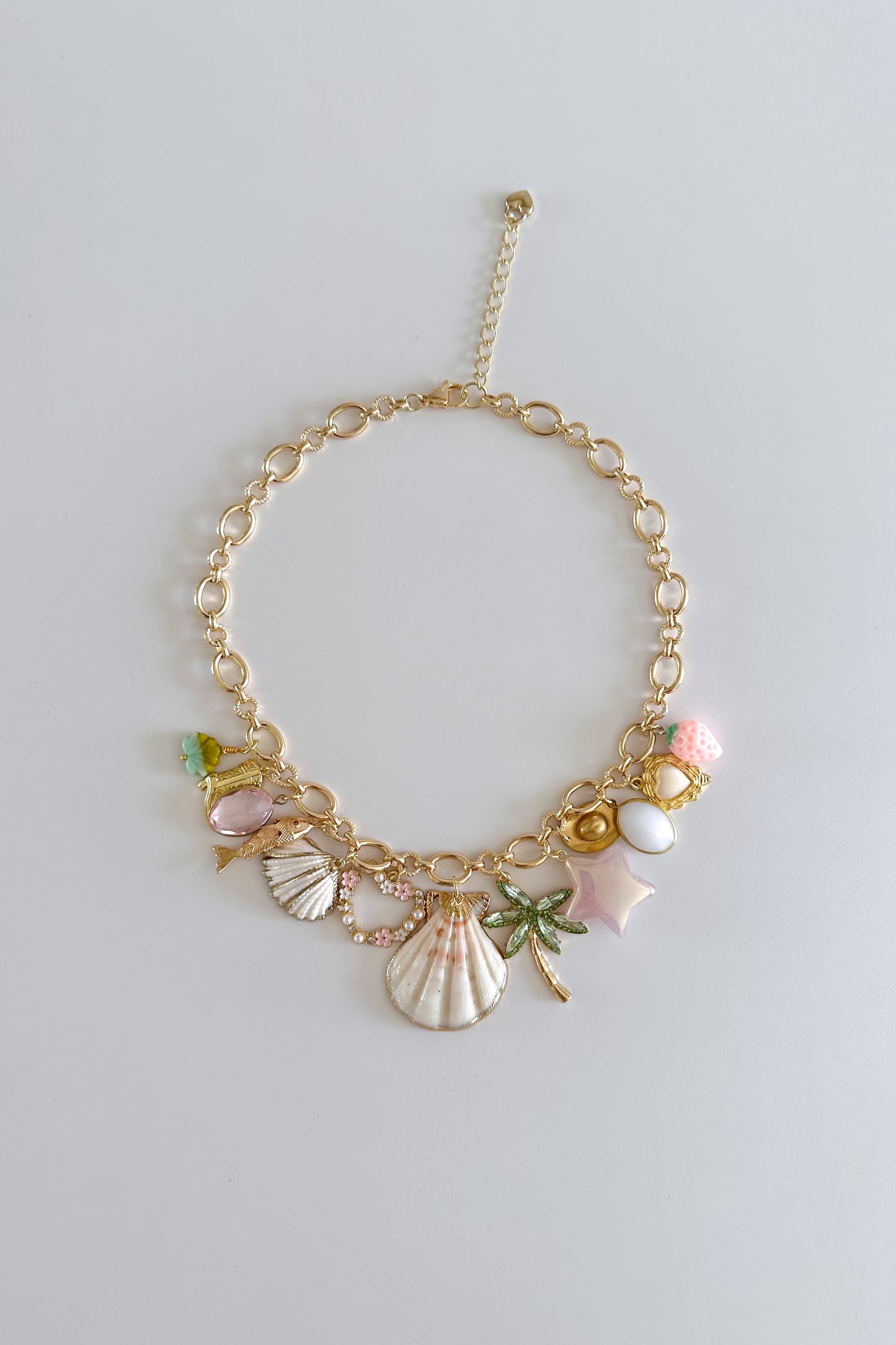 Island Fairy Gold Plated Statement Vintage Charm Necklace
