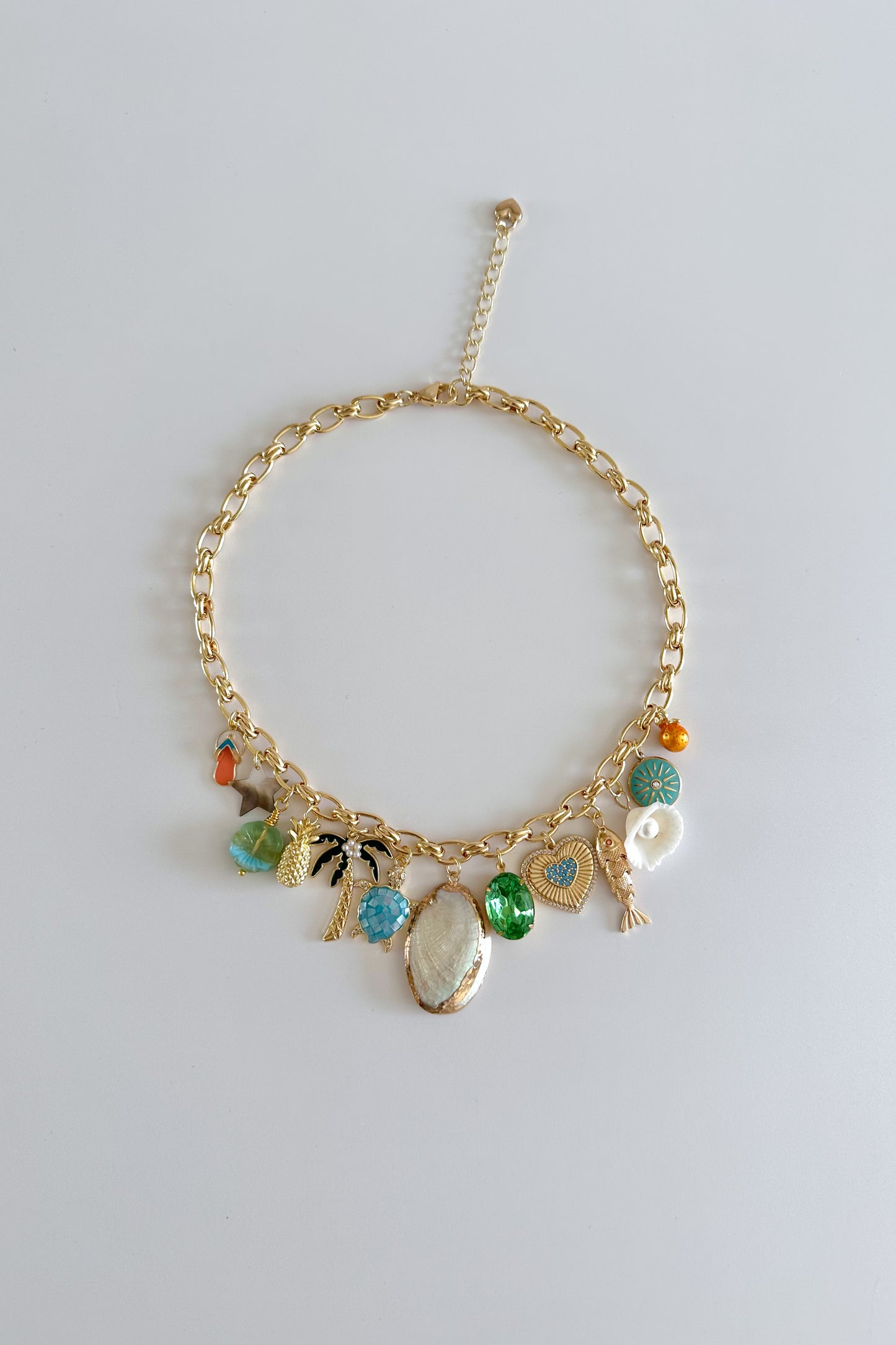 Crystal Waters Gold Plated Statement Vintage Charm Necklace