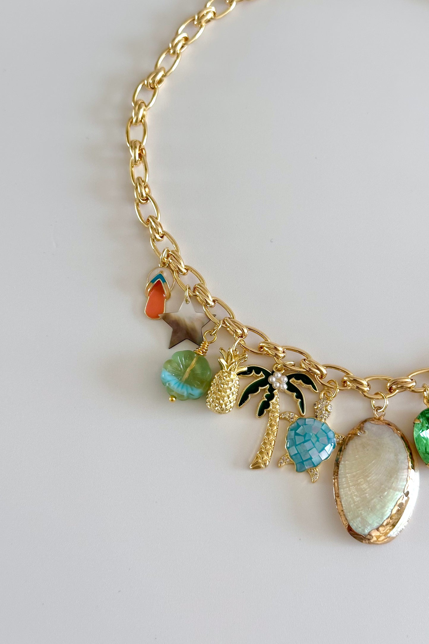 Crystal Waters Gold Plated Statement Vintage Charm Necklace