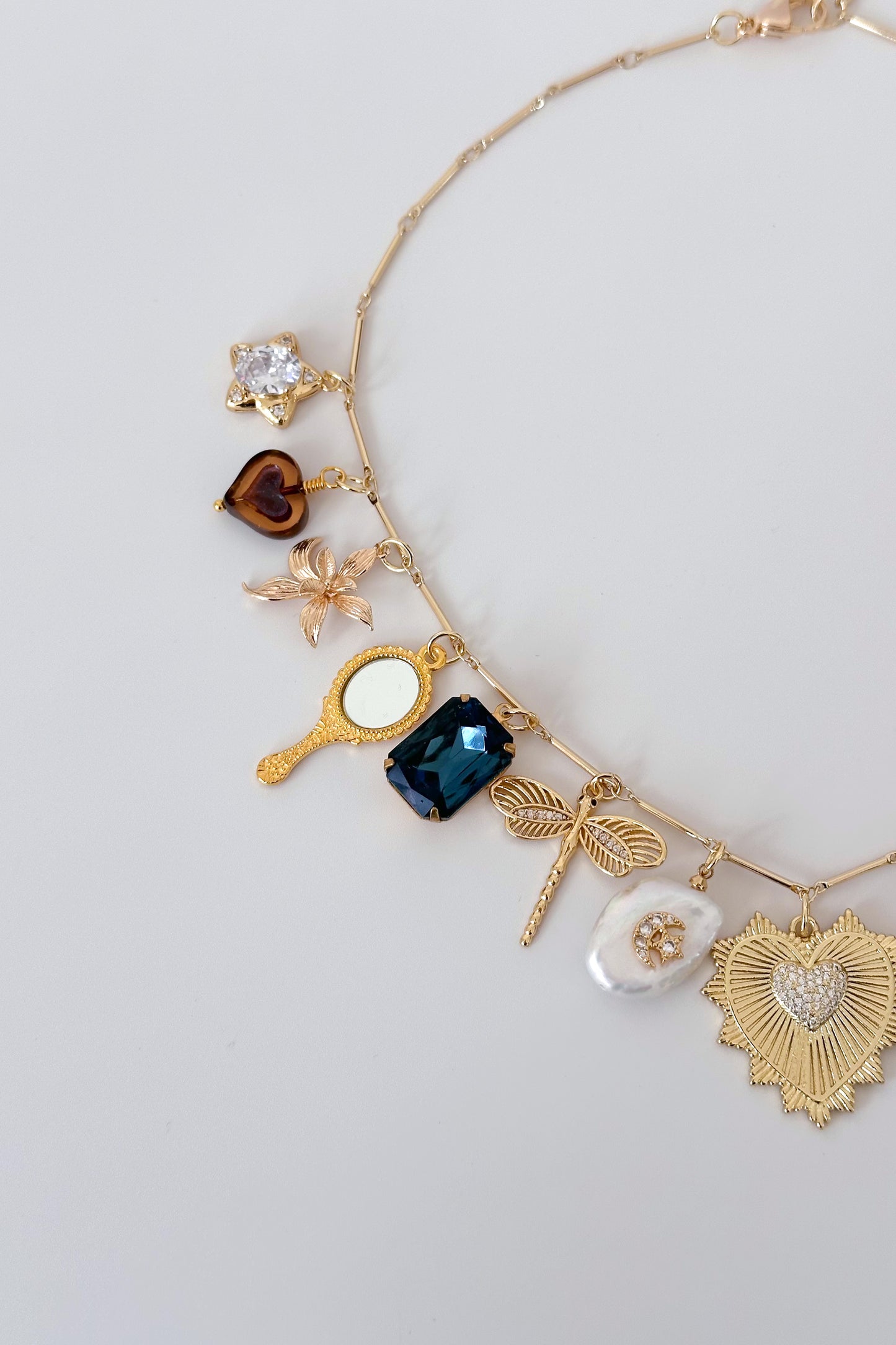 Bedtime Stories Gold Plated Statement Vintage Charm Necklace