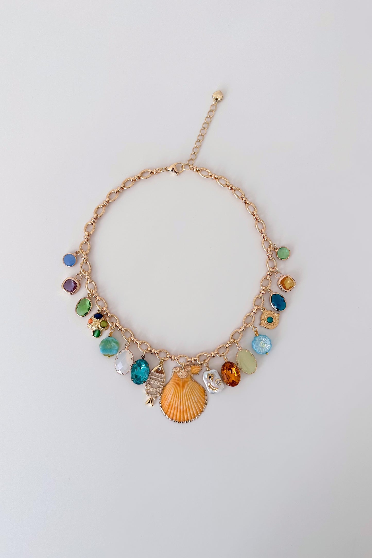 Barcelona Gold Plated Statement Vintage Charm Necklace