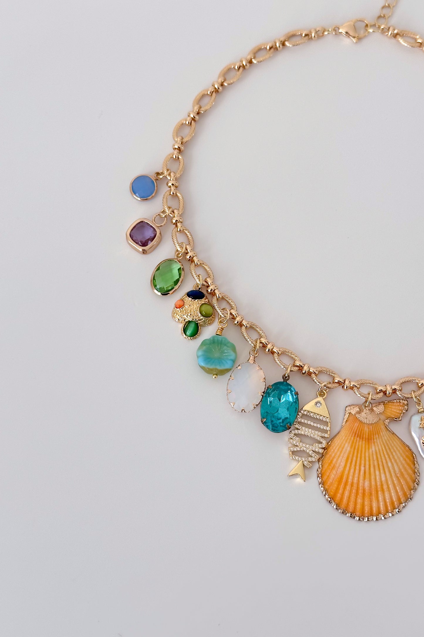 Barcelona Gold Plated Statement Vintage Charm Necklace