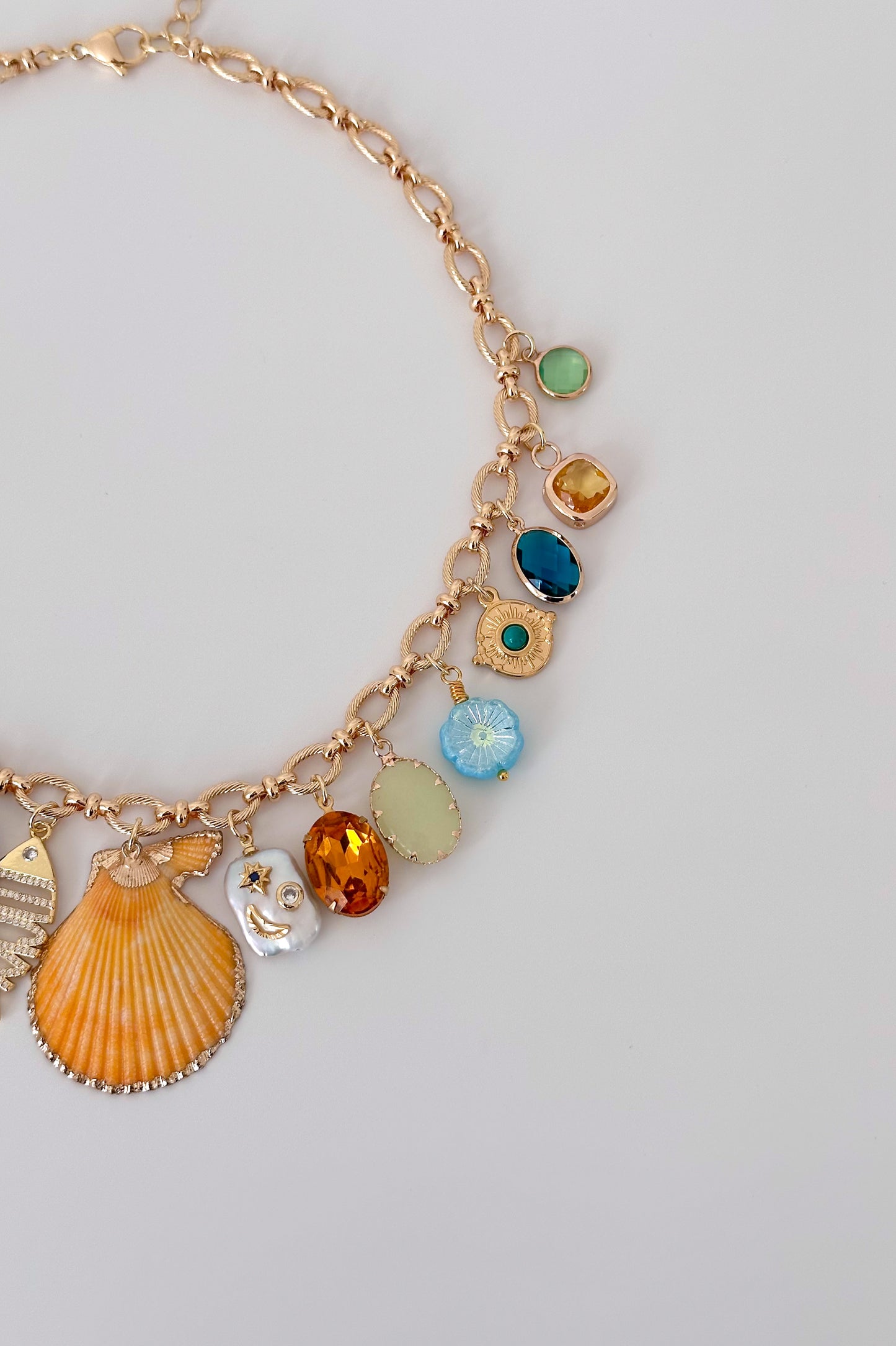 Barcelona Gold Plated Statement Vintage Charm Necklace