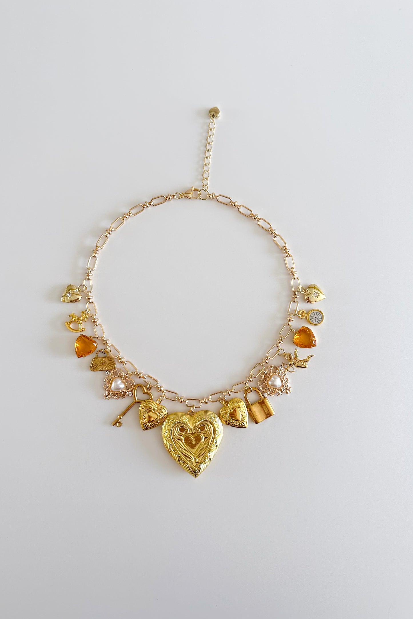 Token of Love Gold Plated Statement Vintage Charm Necklace